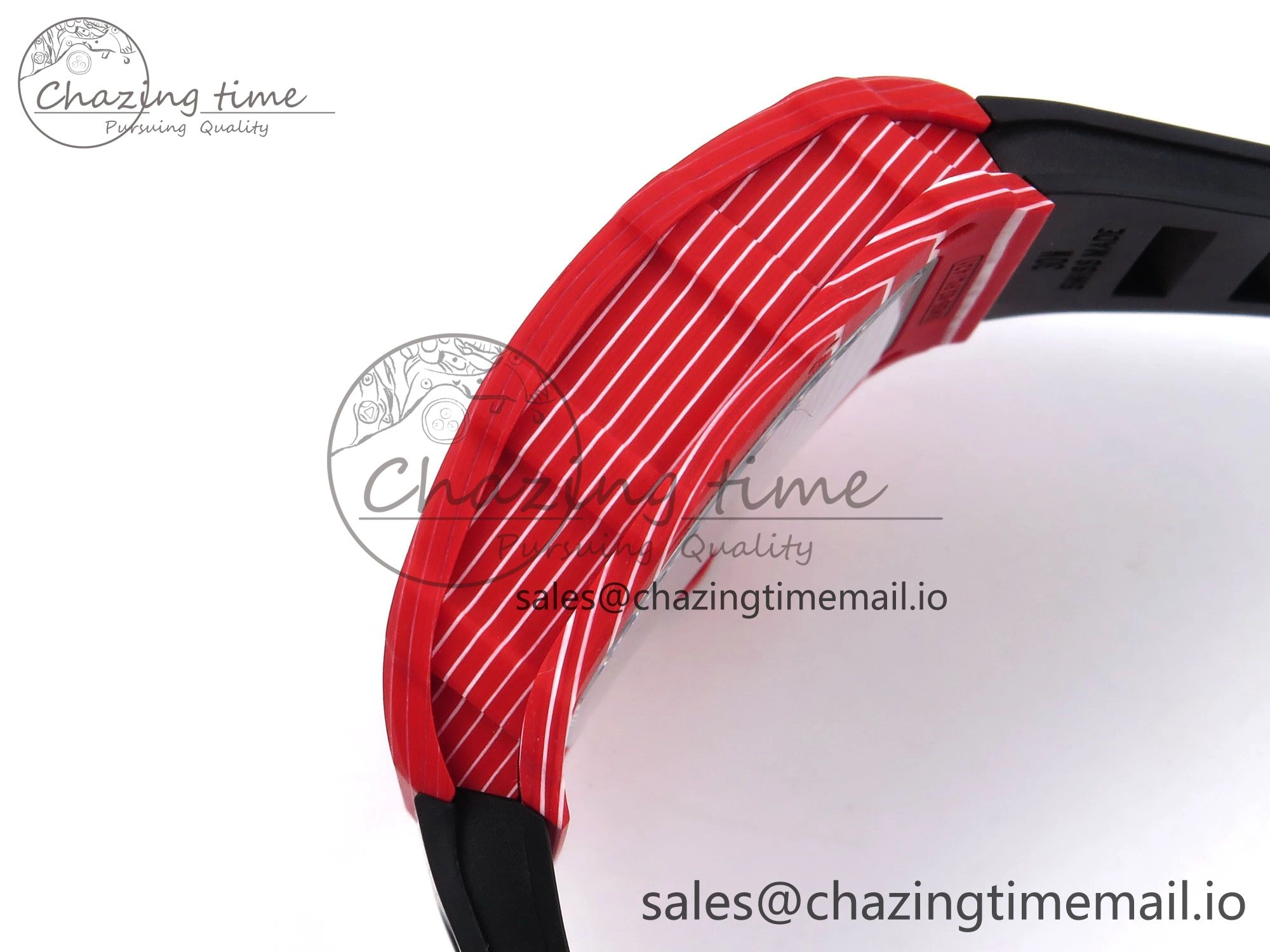 RM035-02 Red NTPT ZF 1:1 Best Edition Skeleton Dial on Black Rubber Strap RMAL1 Super Clone V6