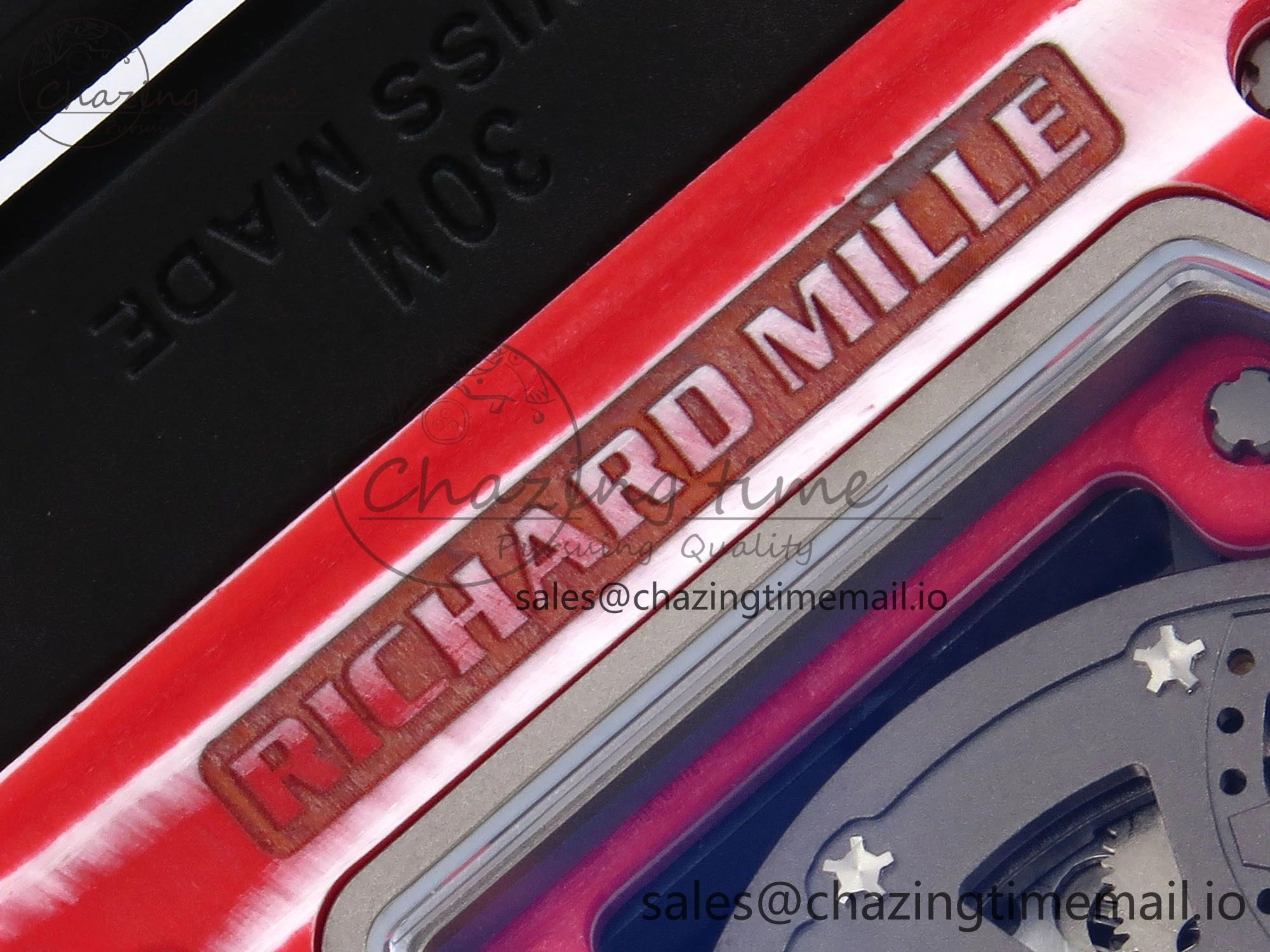 RM035-02 Red NTPT ZF 1:1 Best Edition Skeleton Dial on Black Rubber Strap RMAL1 Super Clone V6