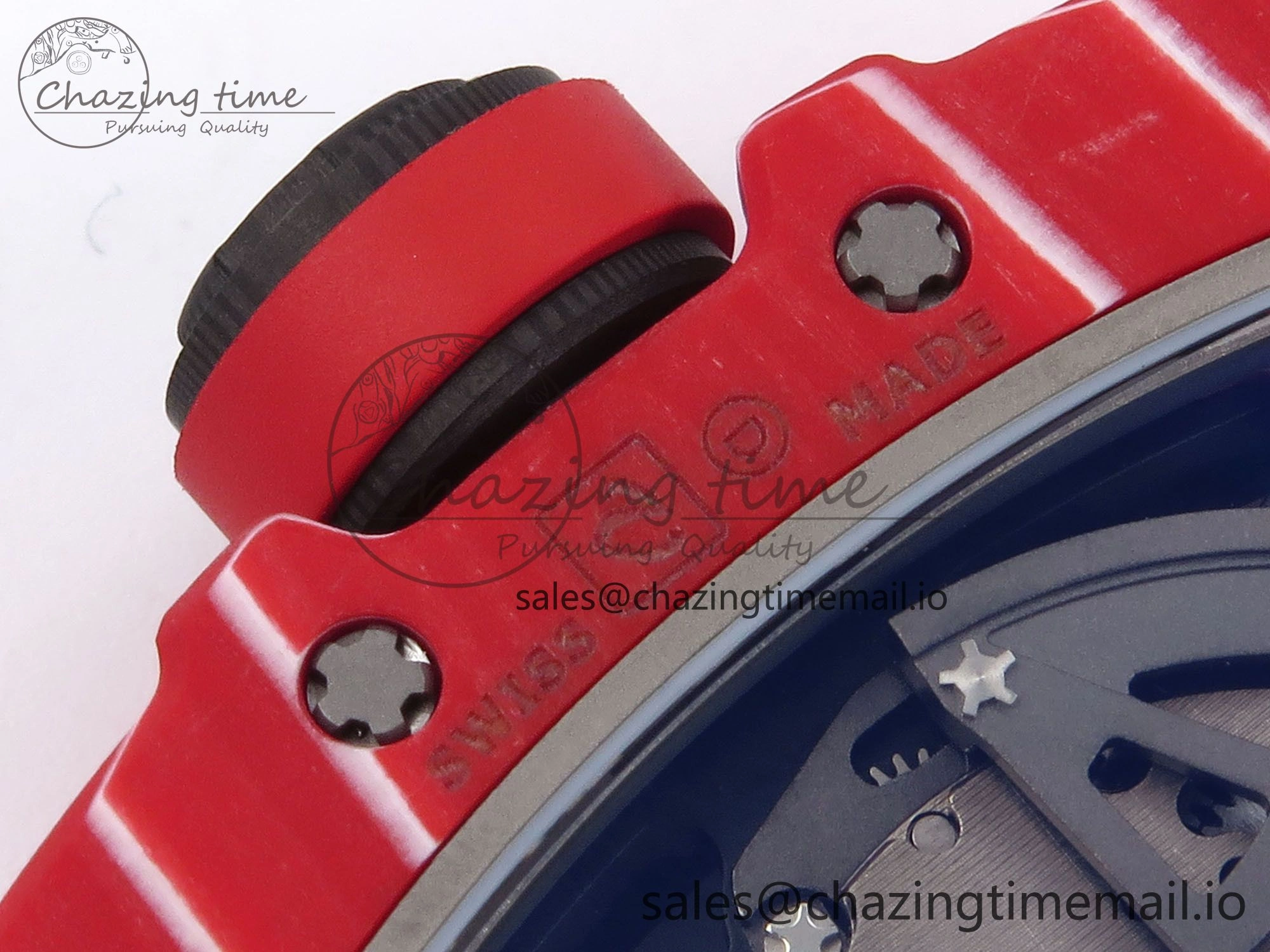 RM035-02 Red NTPT ZF 1:1 Best Edition Skeleton Dial on Black Rubber Strap RMAL1 Super Clone V6