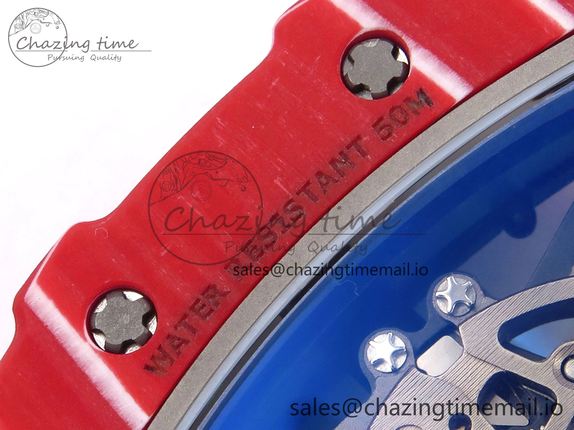 RM035-02 Red NTPT ZF 1:1 Best Edition Skeleton Dial on Black Rubber Strap RMAL1 Super Clone V6