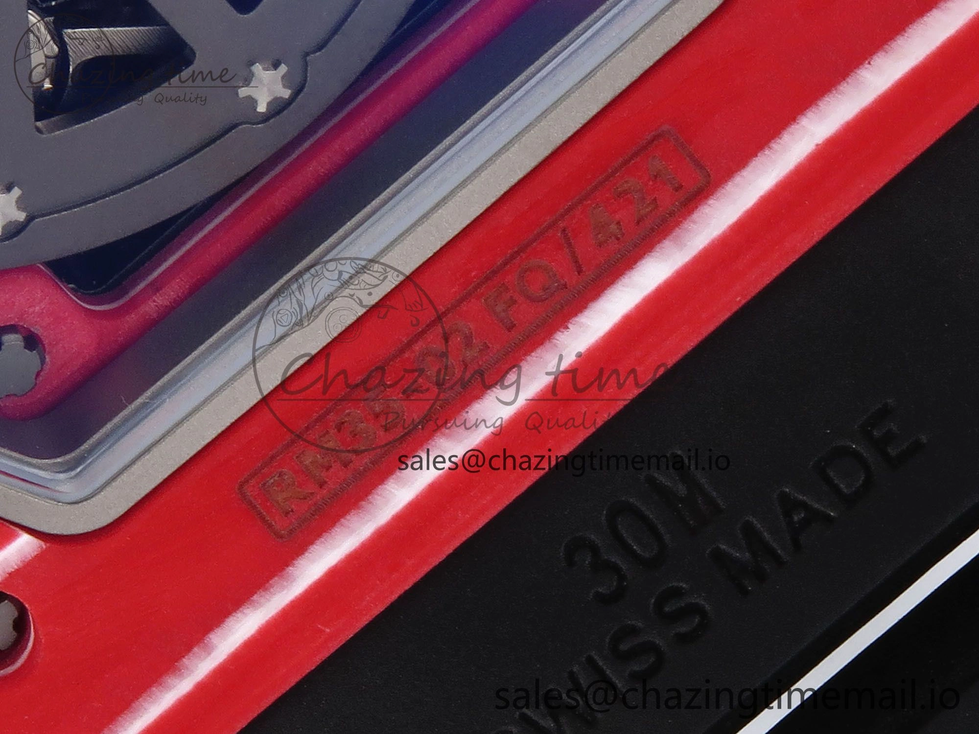 RM035-02 Red NTPT ZF 1:1 Best Edition Skeleton Dial on Black Rubber Strap RMAL1 Super Clone V6