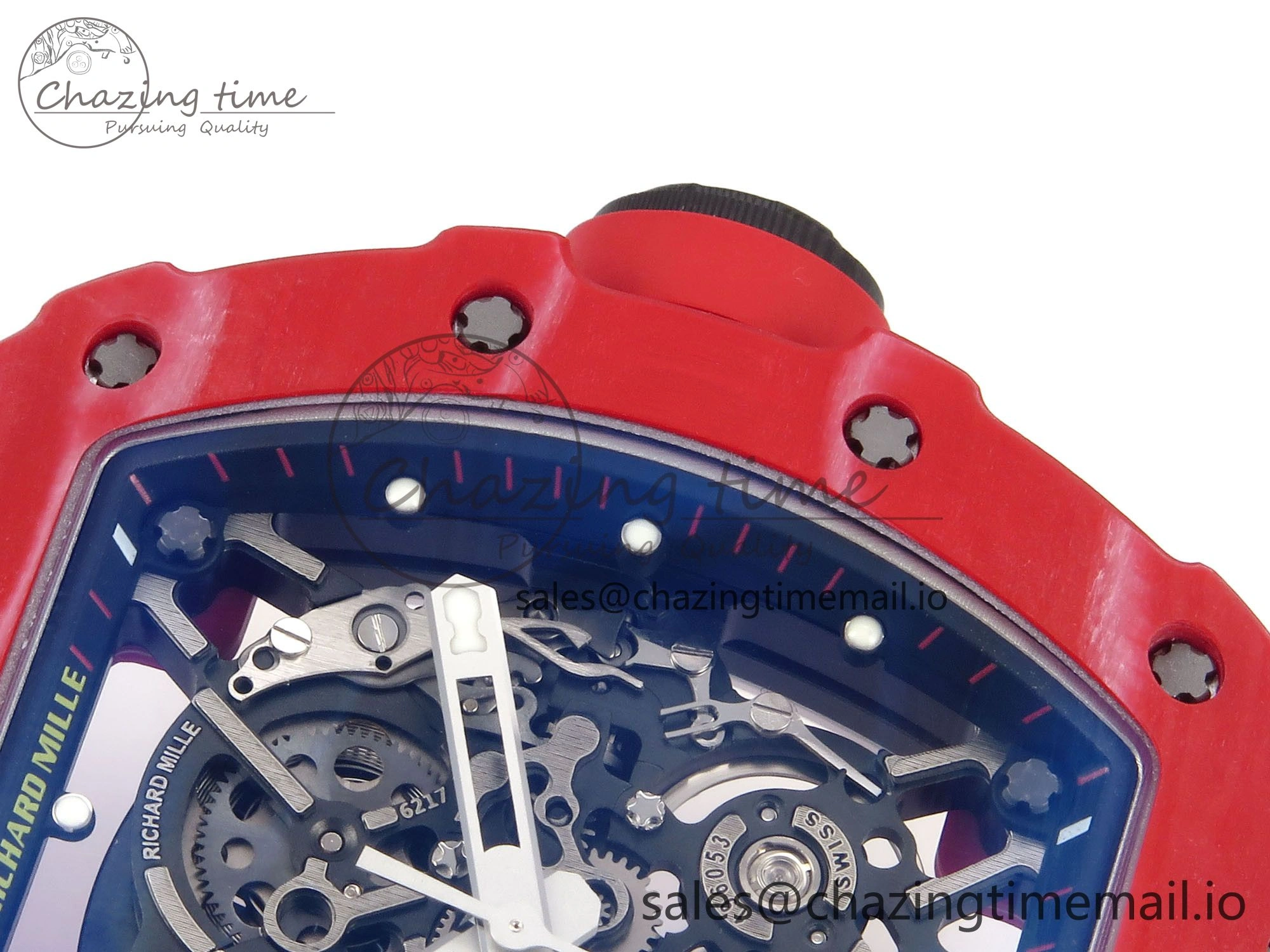 RM035-02 Red NTPT ZF 1:1 Best Edition Skeleton Dial on Red Rubber Strap RMAL1 Super Clone V6