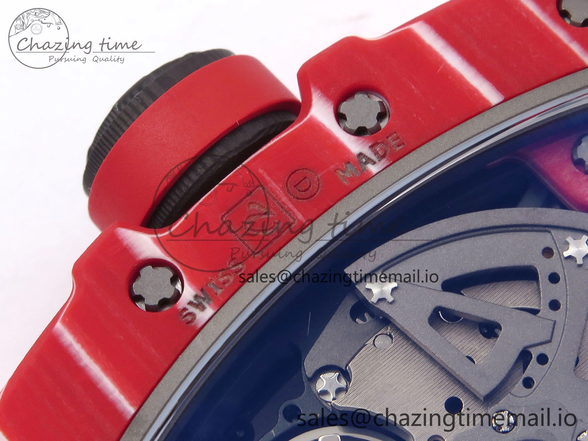 RM035-02 Red NTPT ZF 1:1 Best Edition Skeleton Dial on Red Rubber Strap RMAL1 Super Clone V6