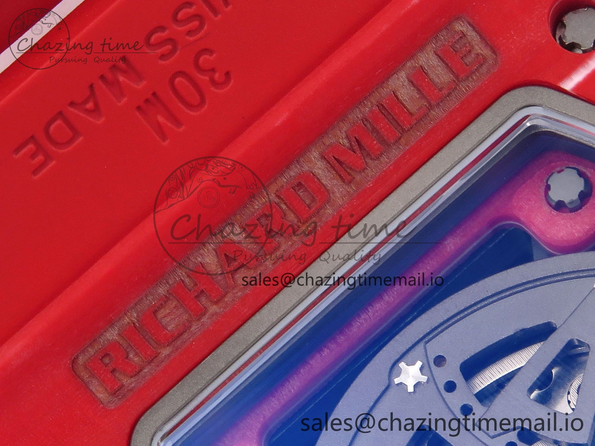 RM035-02 Red NTPT ZF 1:1 Best Edition Skeleton Dial on Red Rubber Strap RMAL1 Super Clone V6