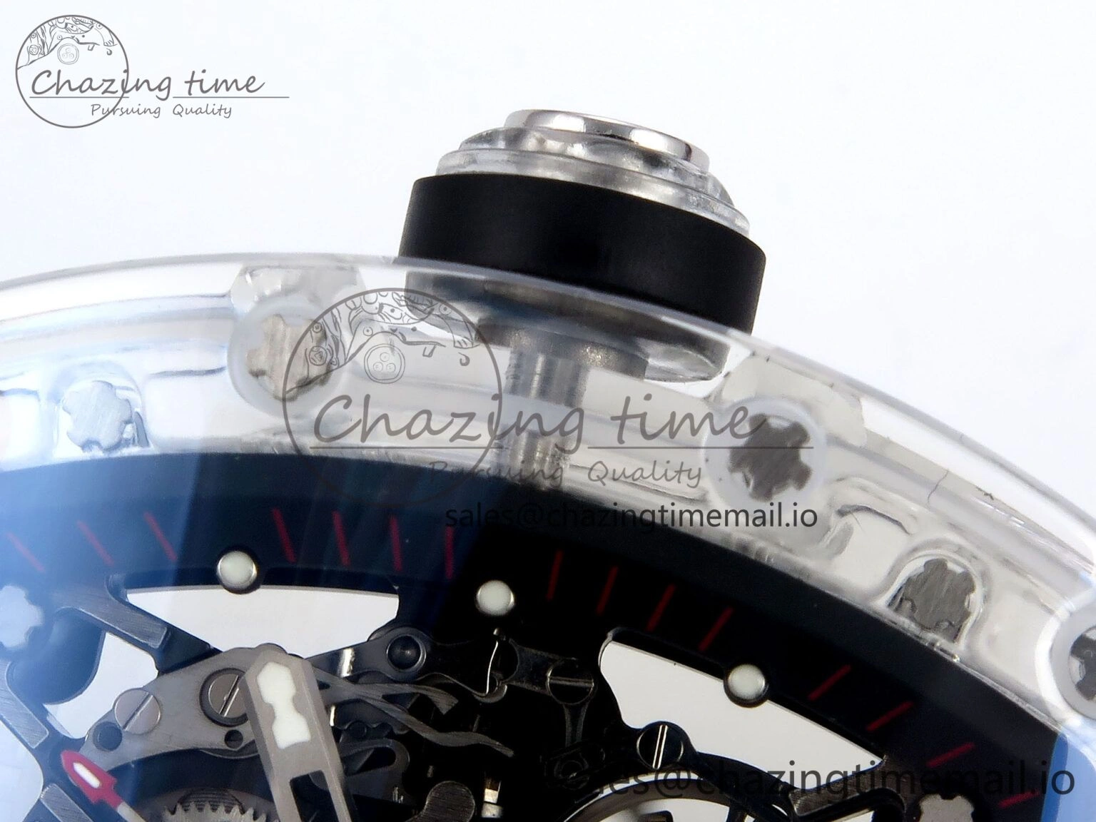 RM035-02 Transparent RMF 1:1 Best Edition Skeleton Dial on Black Rubber Strap RMAL1