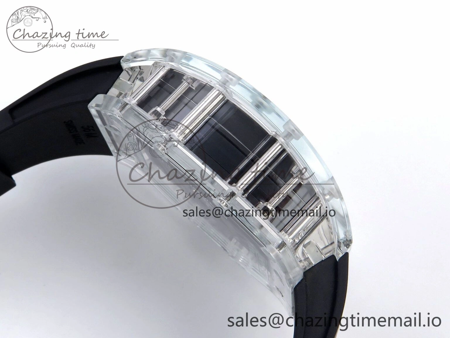 RM035-02 Transparent RMF 1:1 Best Edition Skeleton Dial on Black Rubber Strap RMAL1