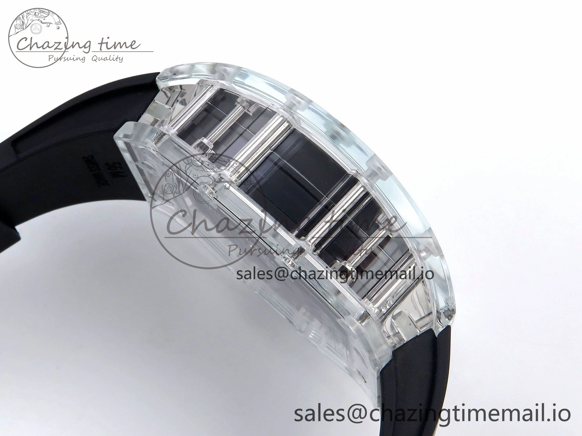 RM035-02 Transparent RMF 1:1 Best Edition Skeleton Dial on Black Rubber Strap RMAL1