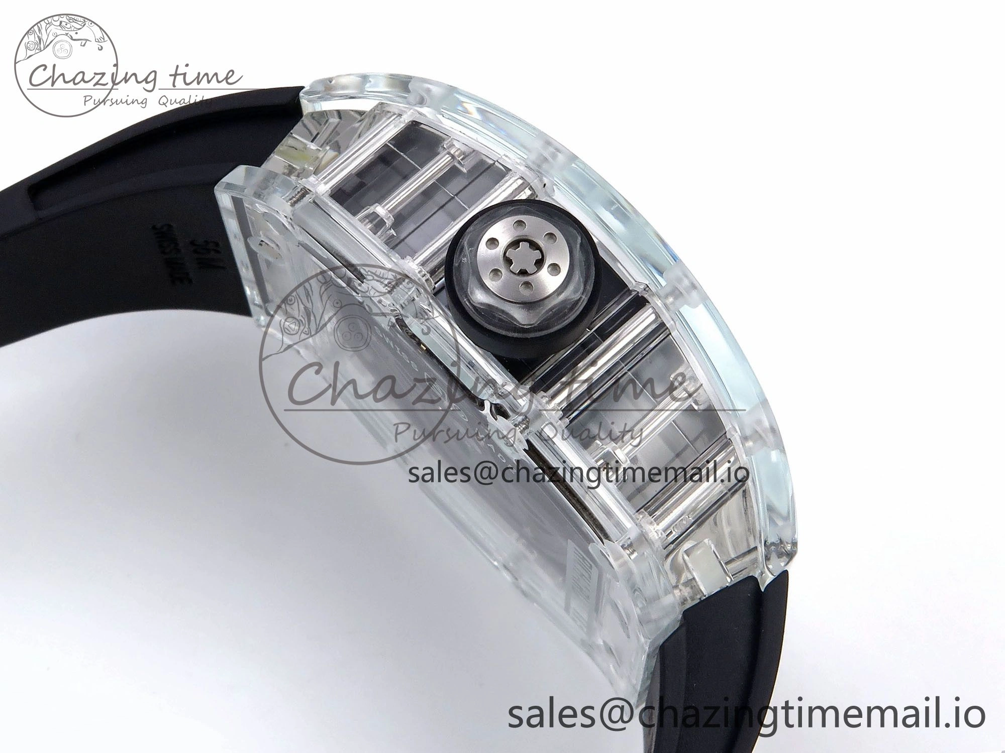 RM035-02 Transparent RMF 1:1 Best Edition Skeleton Dial on Black Rubber Strap RMAL1