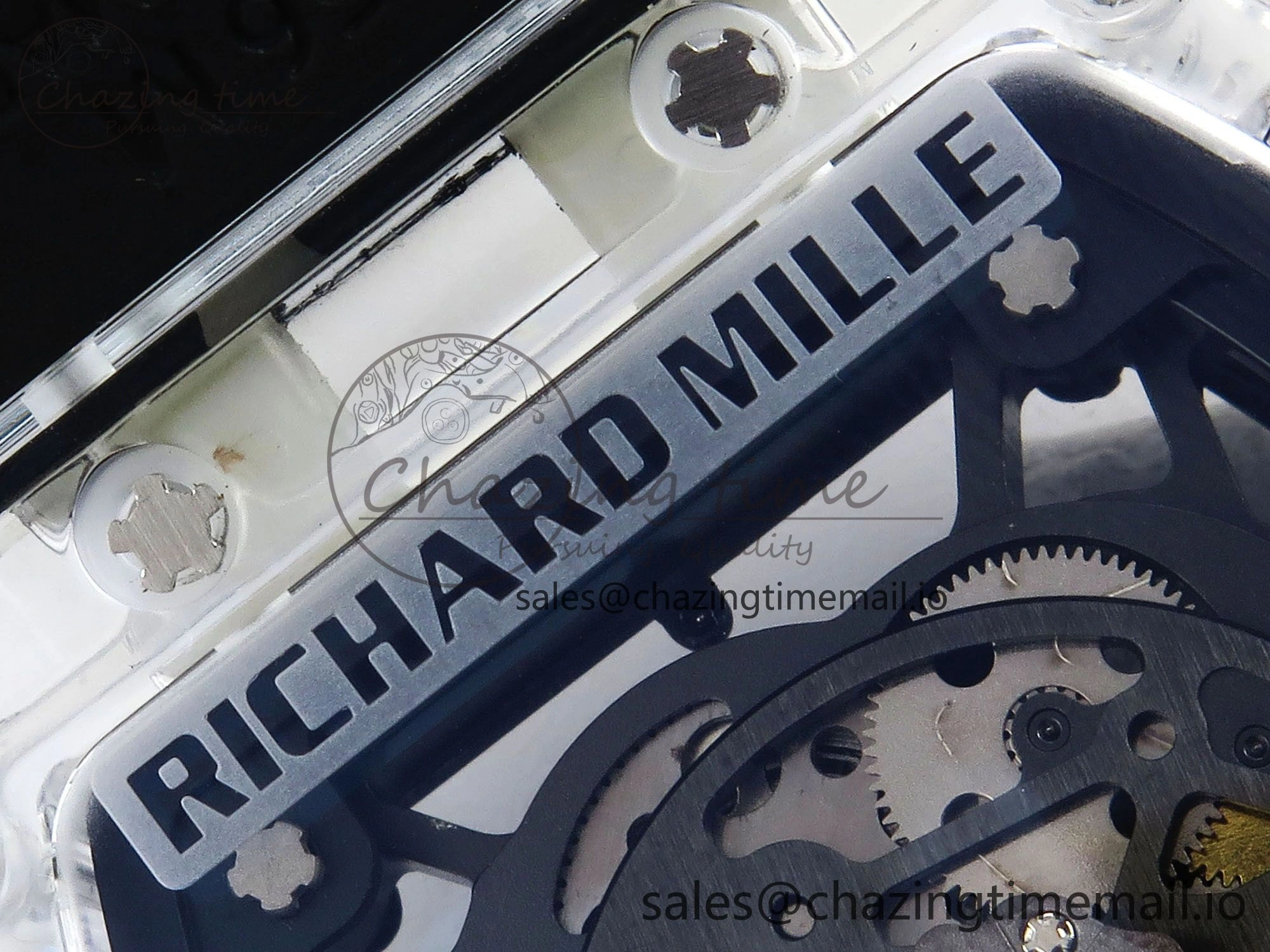 RM035-02 Transparent RMF 1:1 Best Edition Skeleton Dial on Black Rubber Strap RMAL1