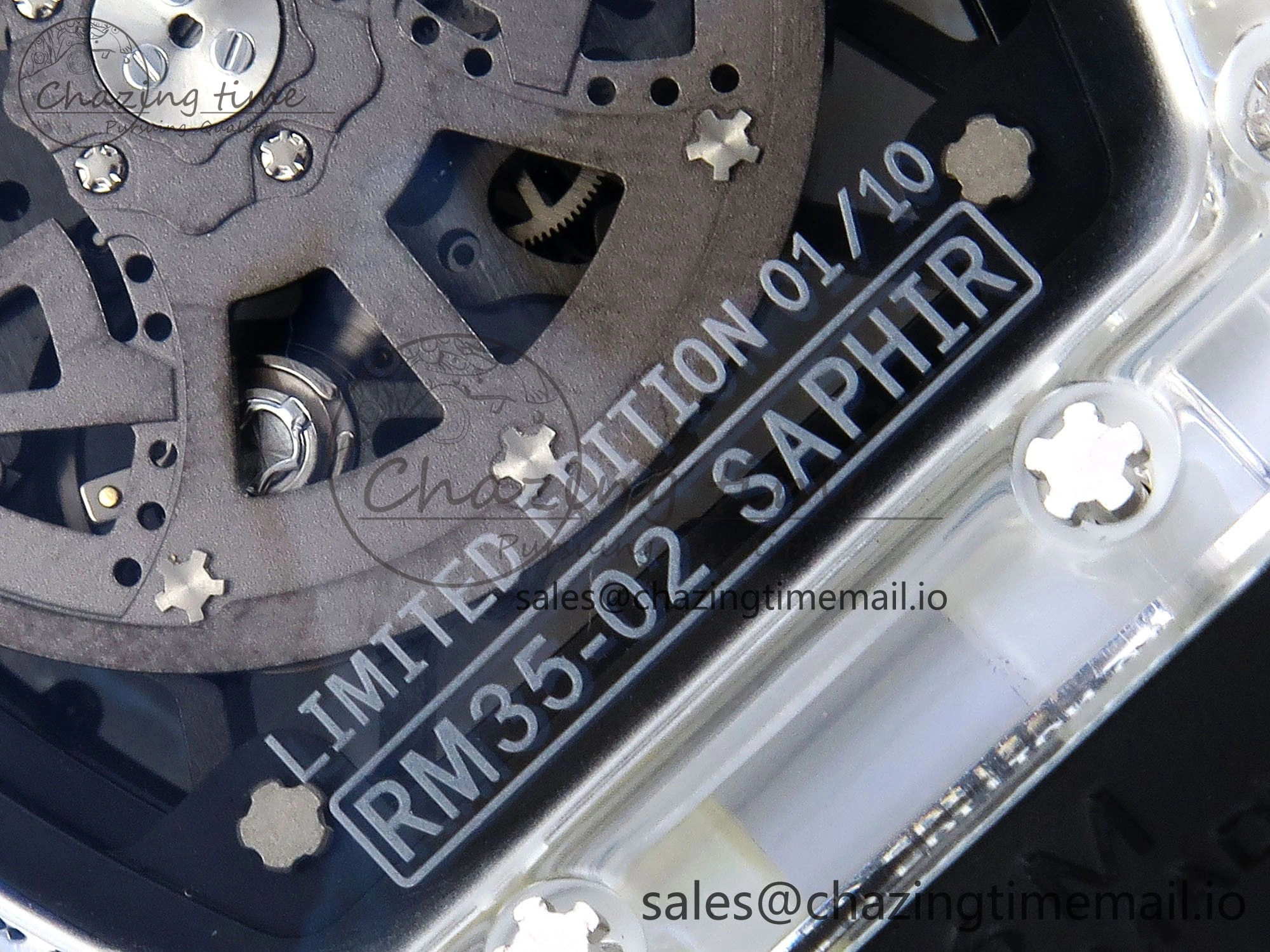 RM035-02 Transparent RMF 1:1 Best Edition Skeleton Dial on Black Rubber Strap RMAL1
