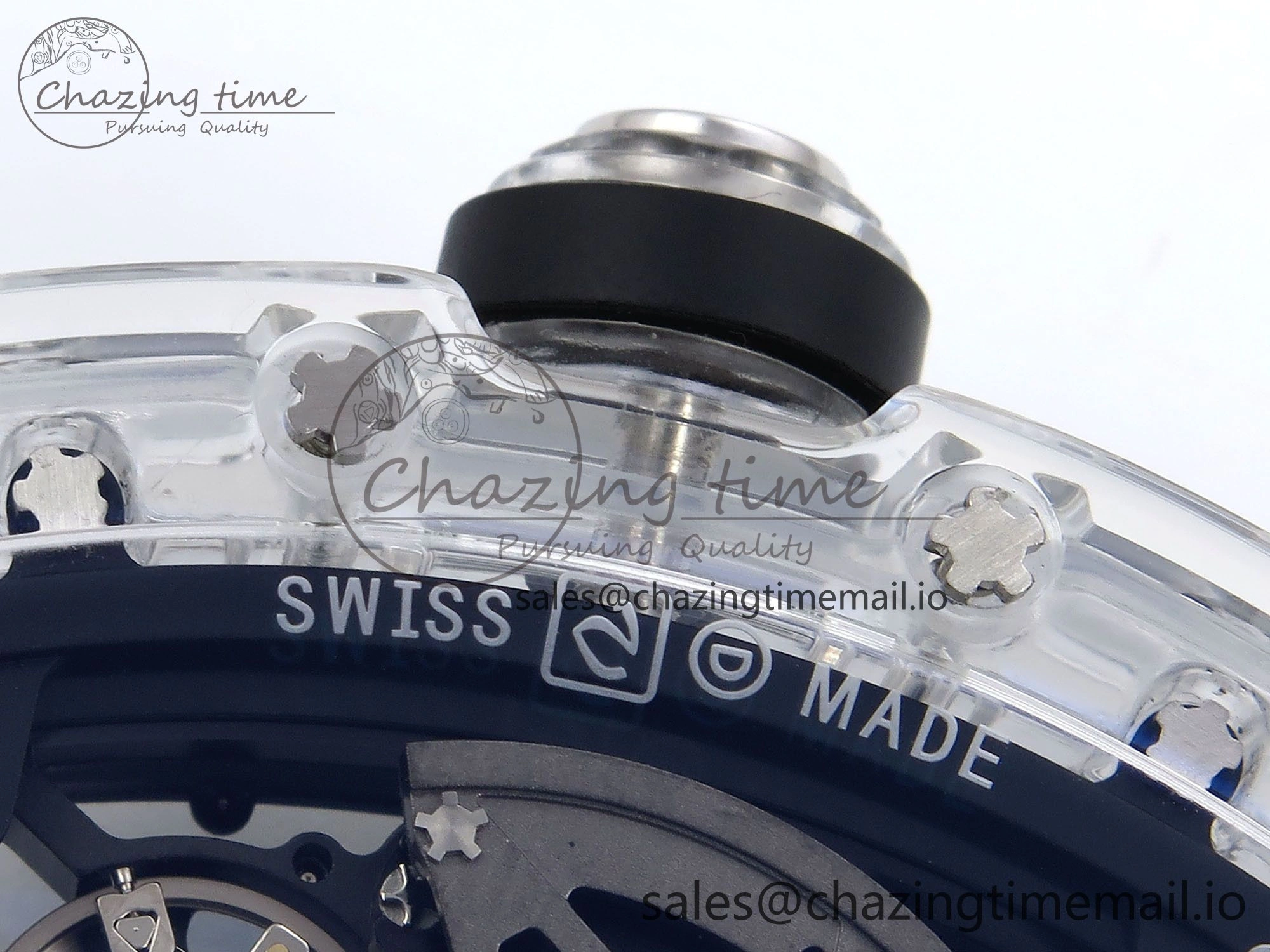 RM035-02 Transparent RMF 1:1 Best Edition Skeleton Dial on Black Rubber Strap RMAL1