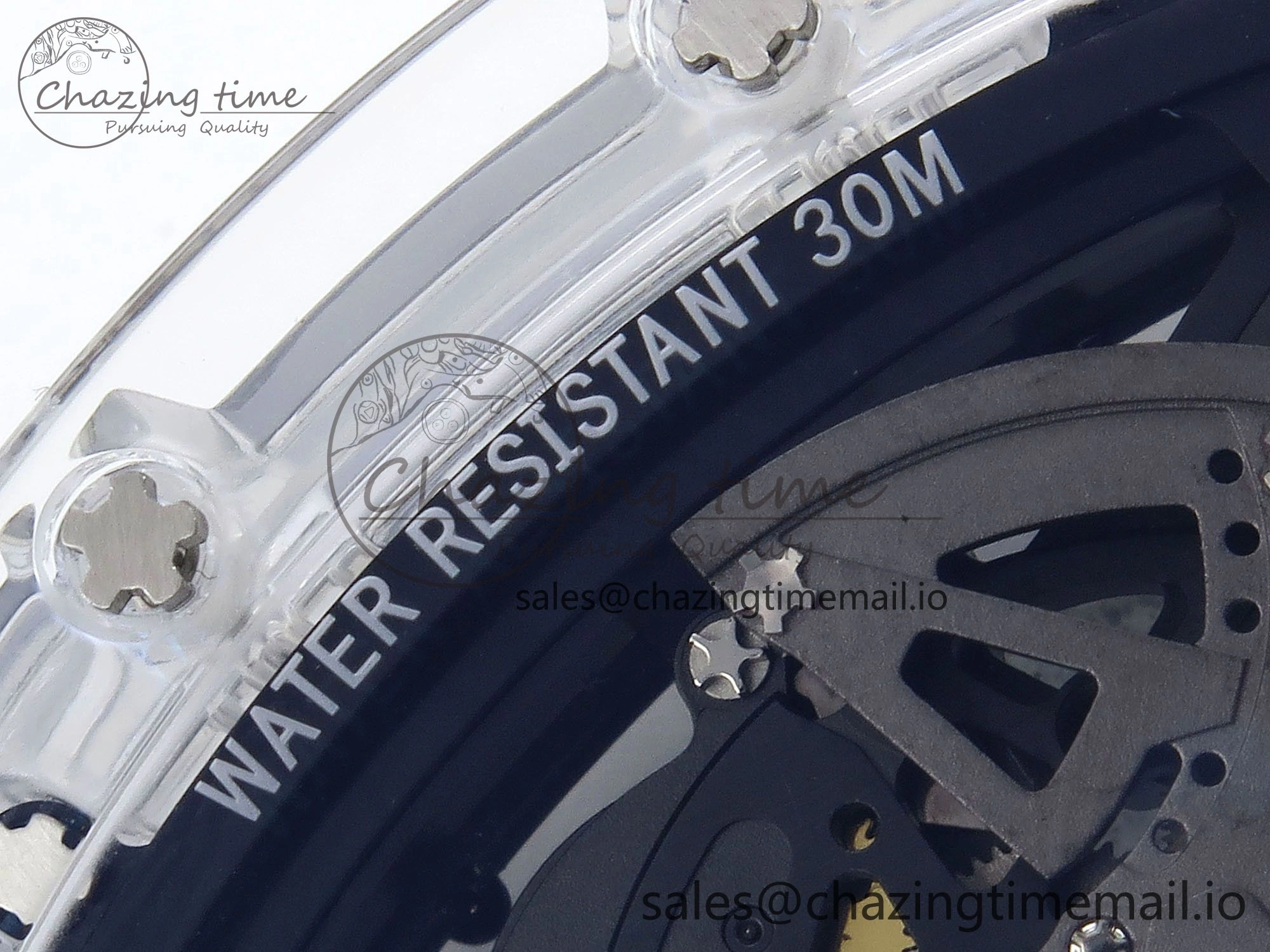 RM035-02 Transparent RMF 1:1 Best Edition Skeleton Dial on Black Rubber Strap RMAL1