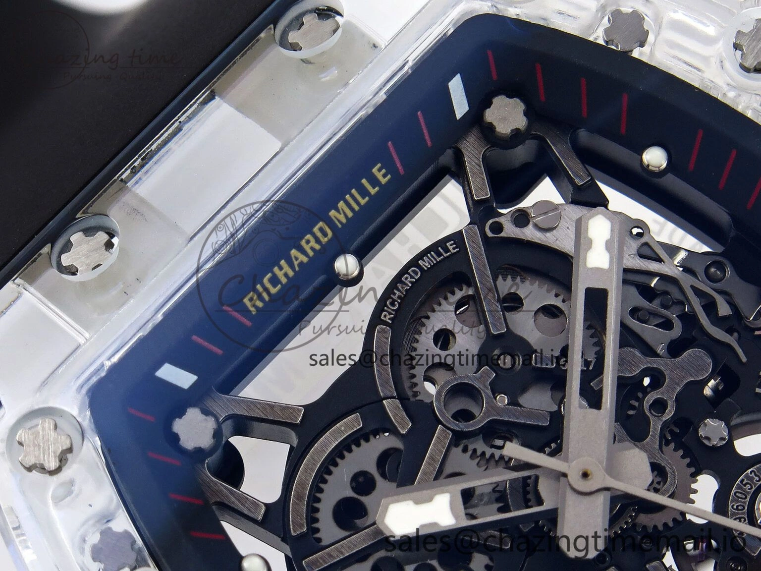 RM035-02 Transparent RMF 1:1 Best Edition Skeleton Dial on Black Rubber Strap RMAL1
