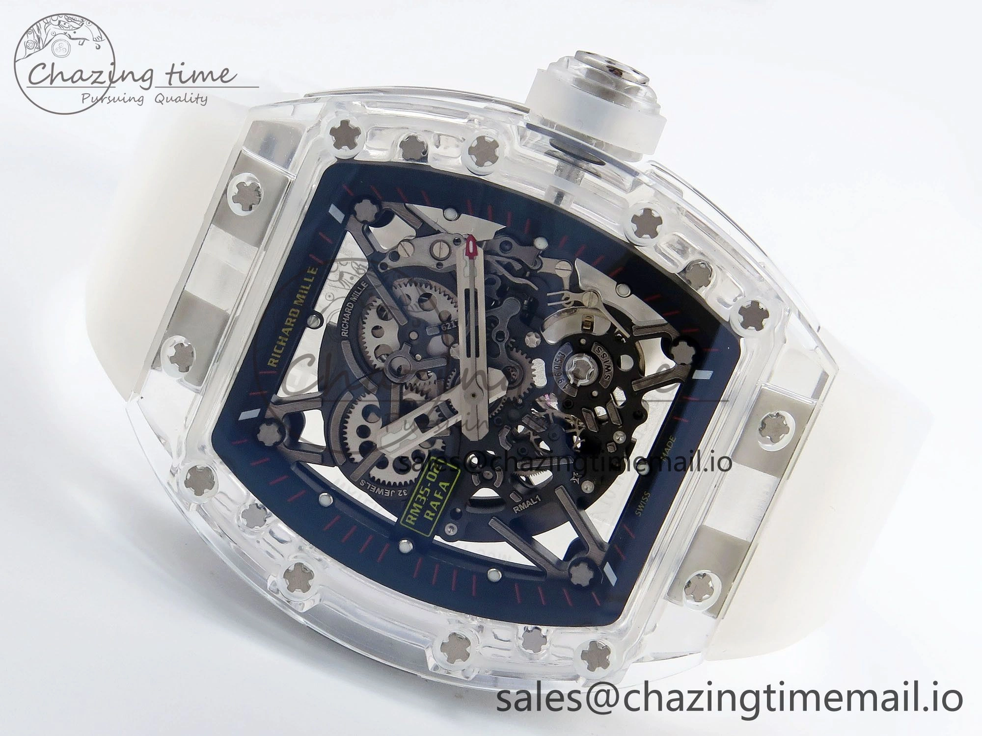 RM035-02 Transparent RMF 1:1 Best Edition Skeleton Dial on Transparent Rubber Strap RMAL1