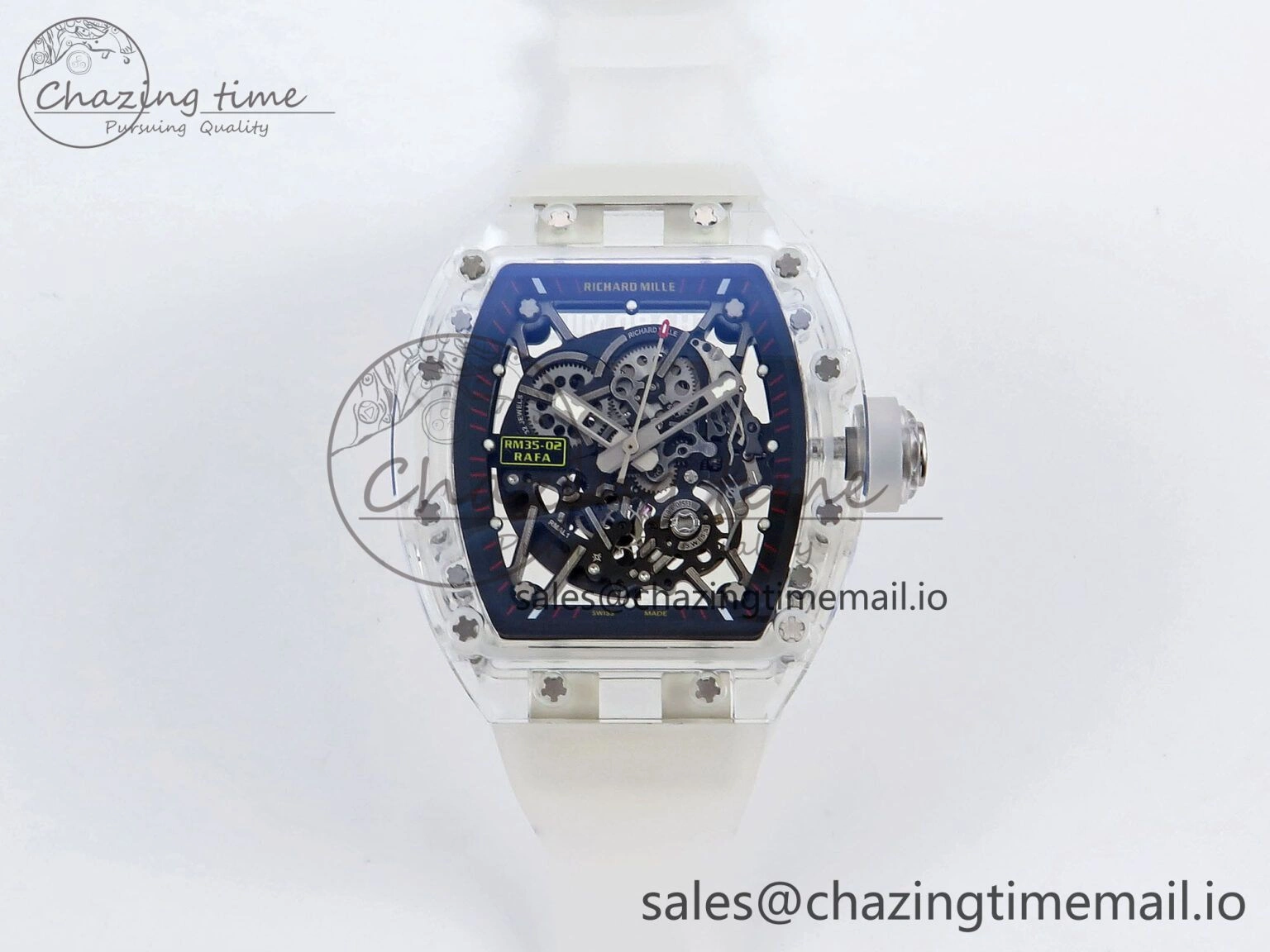 RM035-02 Transparent RMF 1:1 Best Edition Skeleton Dial on Transparent Rubber Strap RMAL1