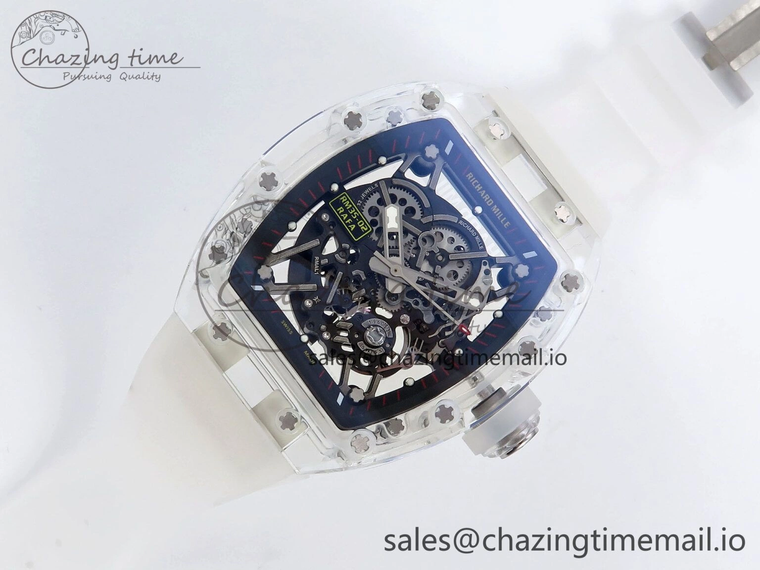 RM035-02 Transparent RMF 1:1 Best Edition Skeleton Dial on Transparent Rubber Strap RMAL1