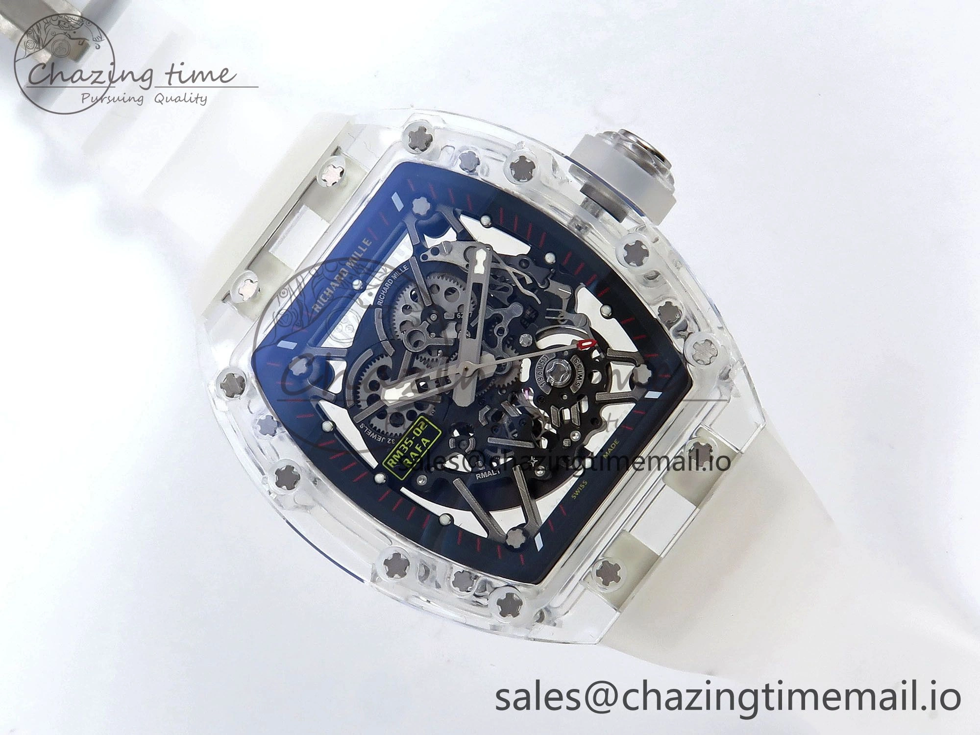 RM035-02 Transparent RMF 1:1 Best Edition Skeleton Dial on Transparent Rubber Strap RMAL1