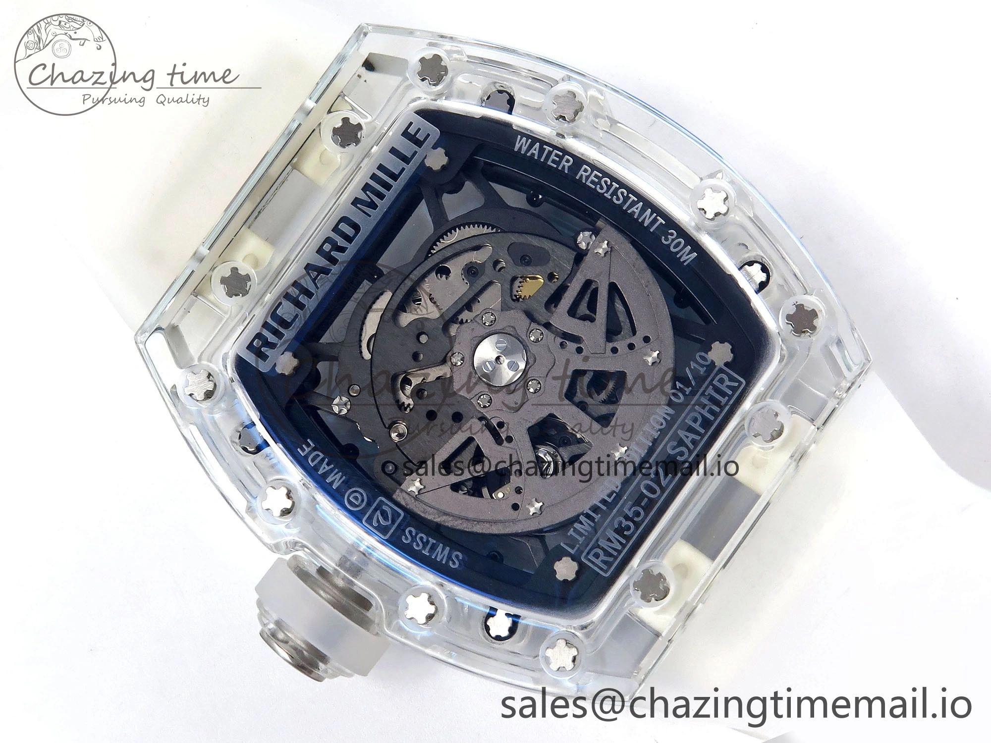 RM035-02 Transparent RMF 1:1 Best Edition Skeleton Dial on Transparent Rubber Strap RMAL1