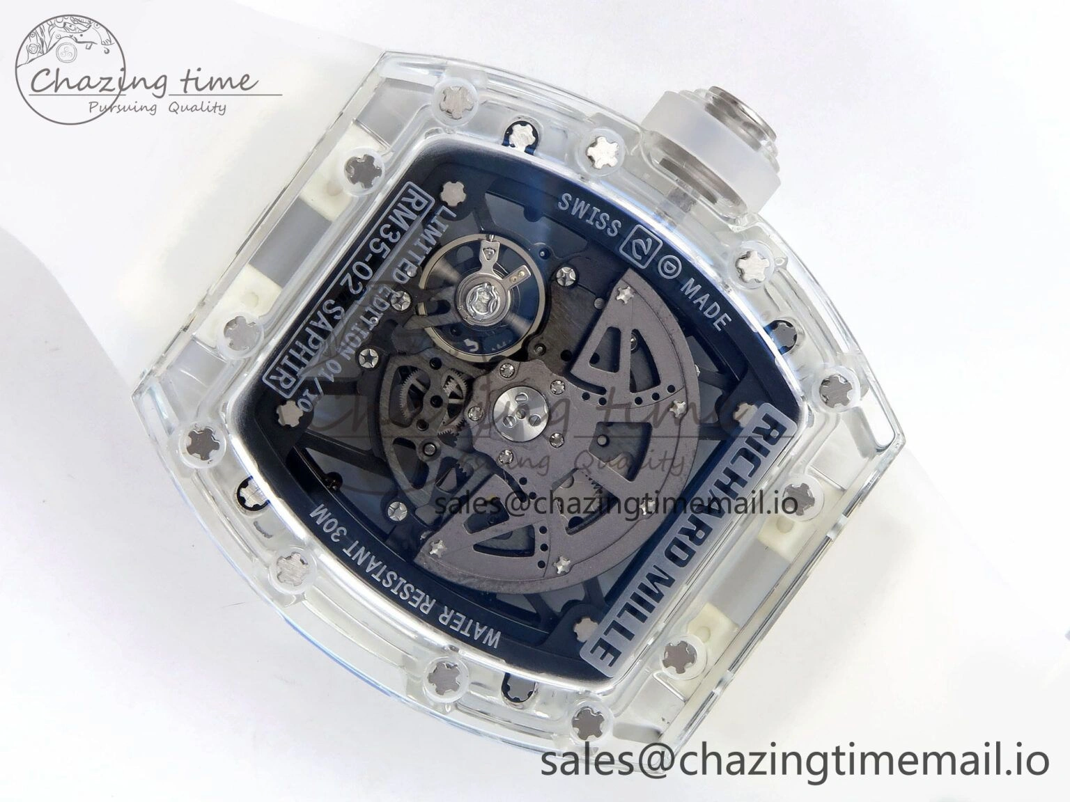 RM035-02 Transparent RMF 1:1 Best Edition Skeleton Dial on Transparent Rubber Strap RMAL1