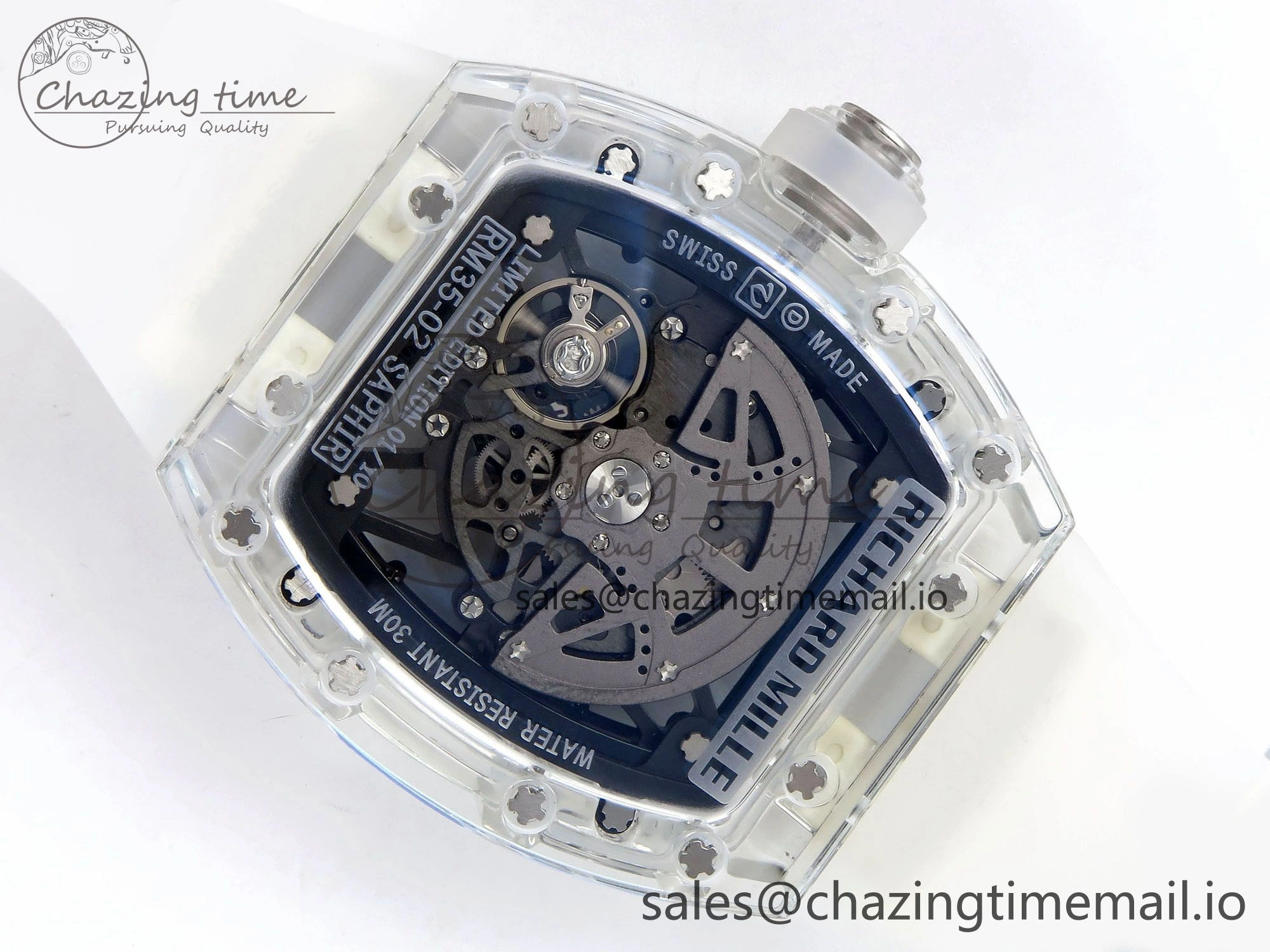 RM035-02 Transparent RMF 1:1 Best Edition Skeleton Dial on Transparent Rubber Strap RMAL1