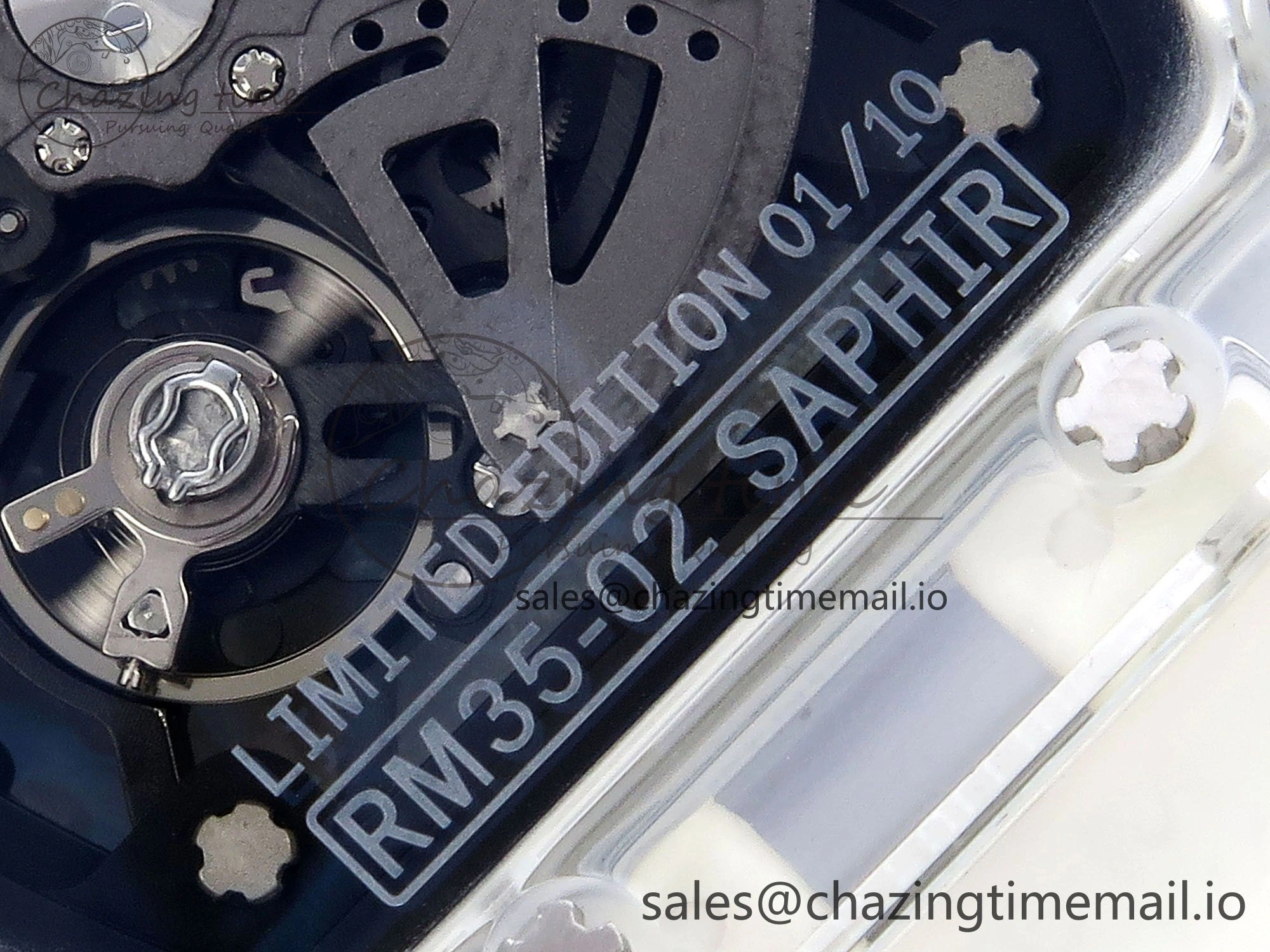 RM035-02 Transparent RMF 1:1 Best Edition Skeleton Dial on Transparent Rubber Strap RMAL1