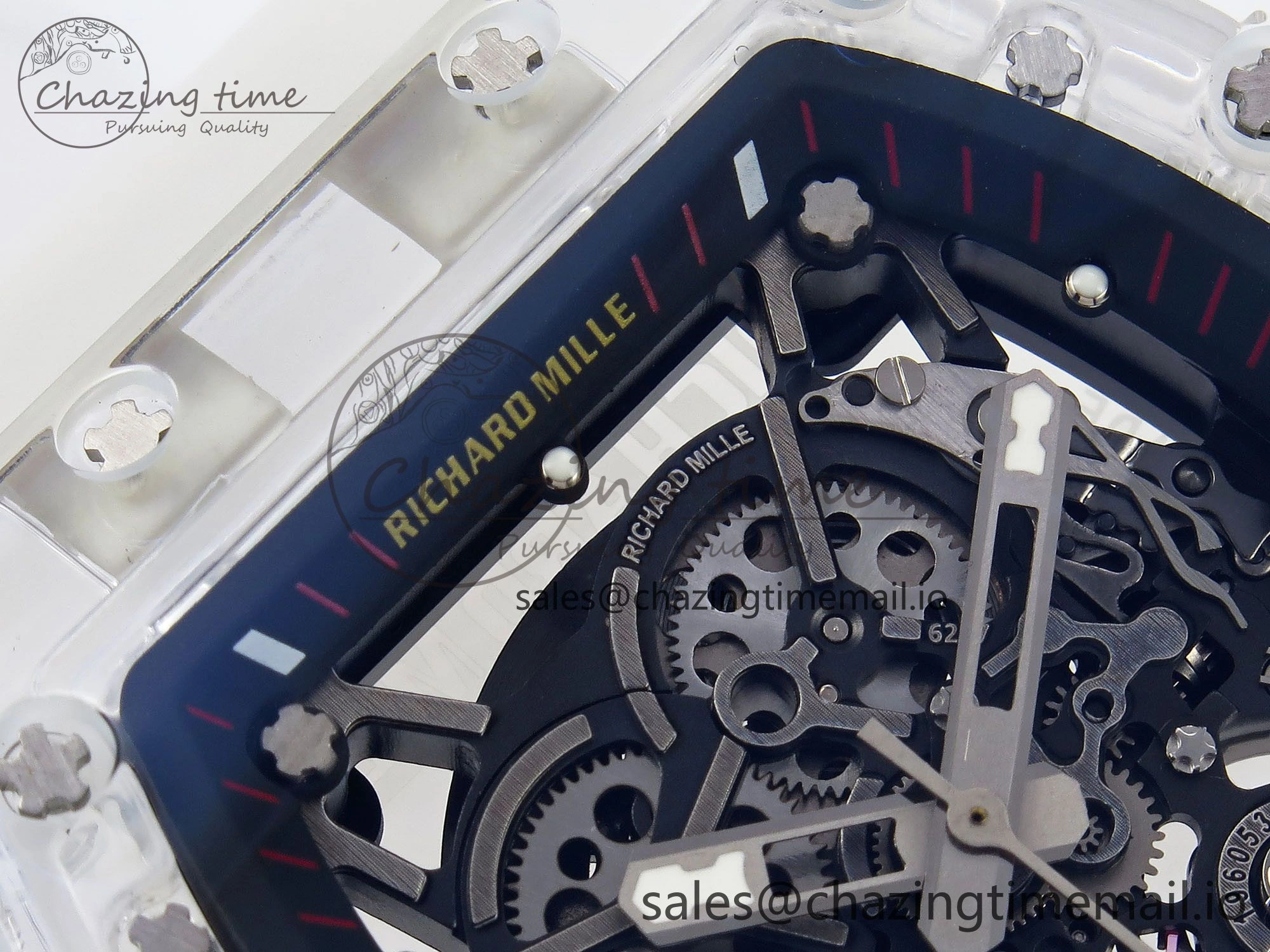 RM035-02 Transparent RMF 1:1 Best Edition Skeleton Dial on Transparent Rubber Strap RMAL1