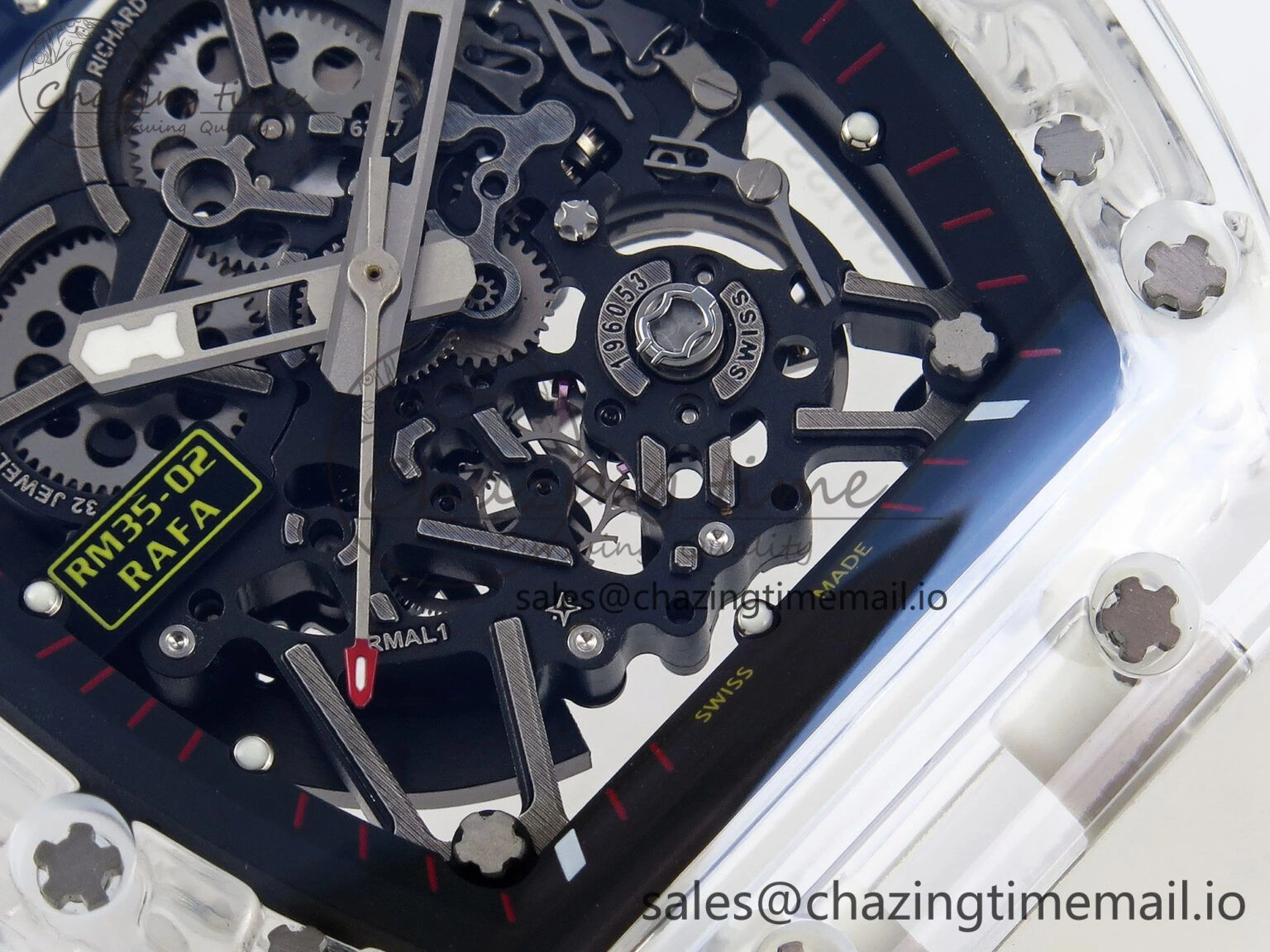 RM035-02 Transparent RMF 1:1 Best Edition Skeleton Dial on Transparent Rubber Strap RMAL1