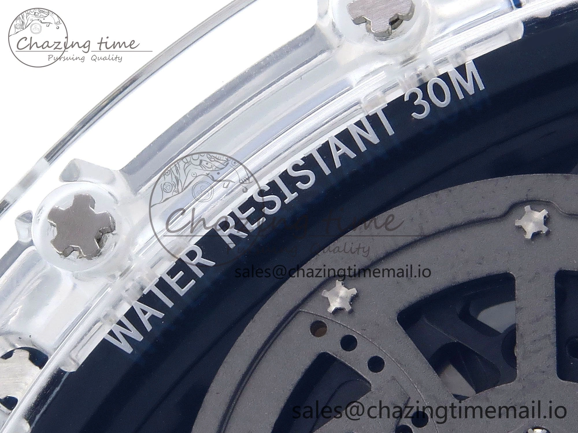 RM035-02 Transparent RMF 1:1 Best Edition Skeleton Dial on White Rubber Strap RMAL1