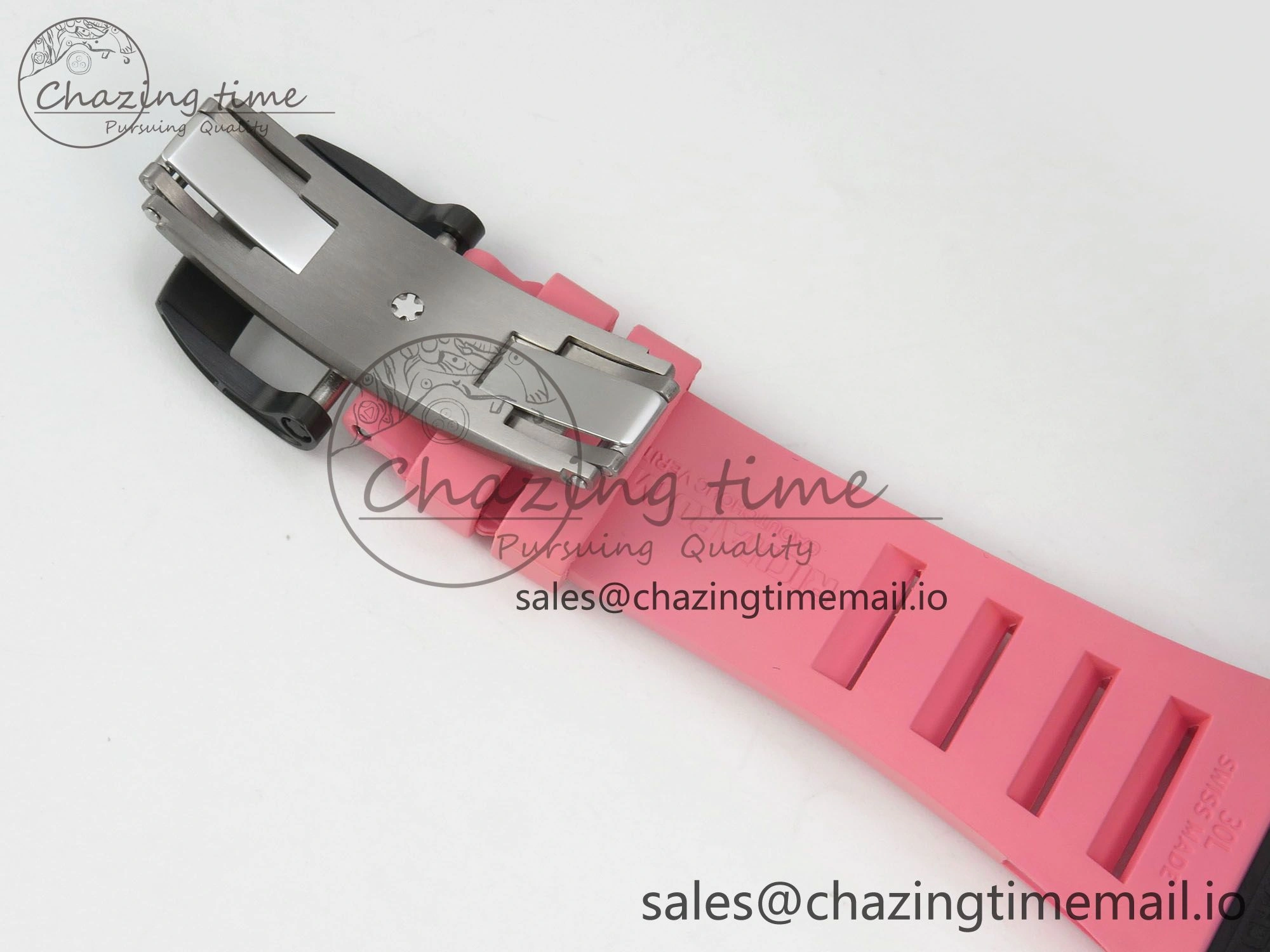 RM035 Americas RG Black Ceramic SONIC Best Edition Skeleton Dial on Pink Rubber Strap Clone RMUL1