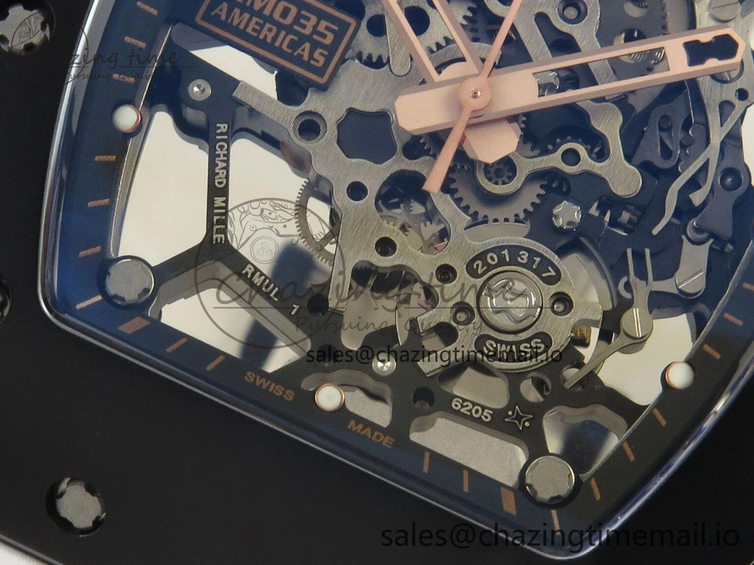 RM035 Americas RG Black Ceramic SONIC Best Edition Skeleton Dial on White Rubber Strap Clone RMUL1