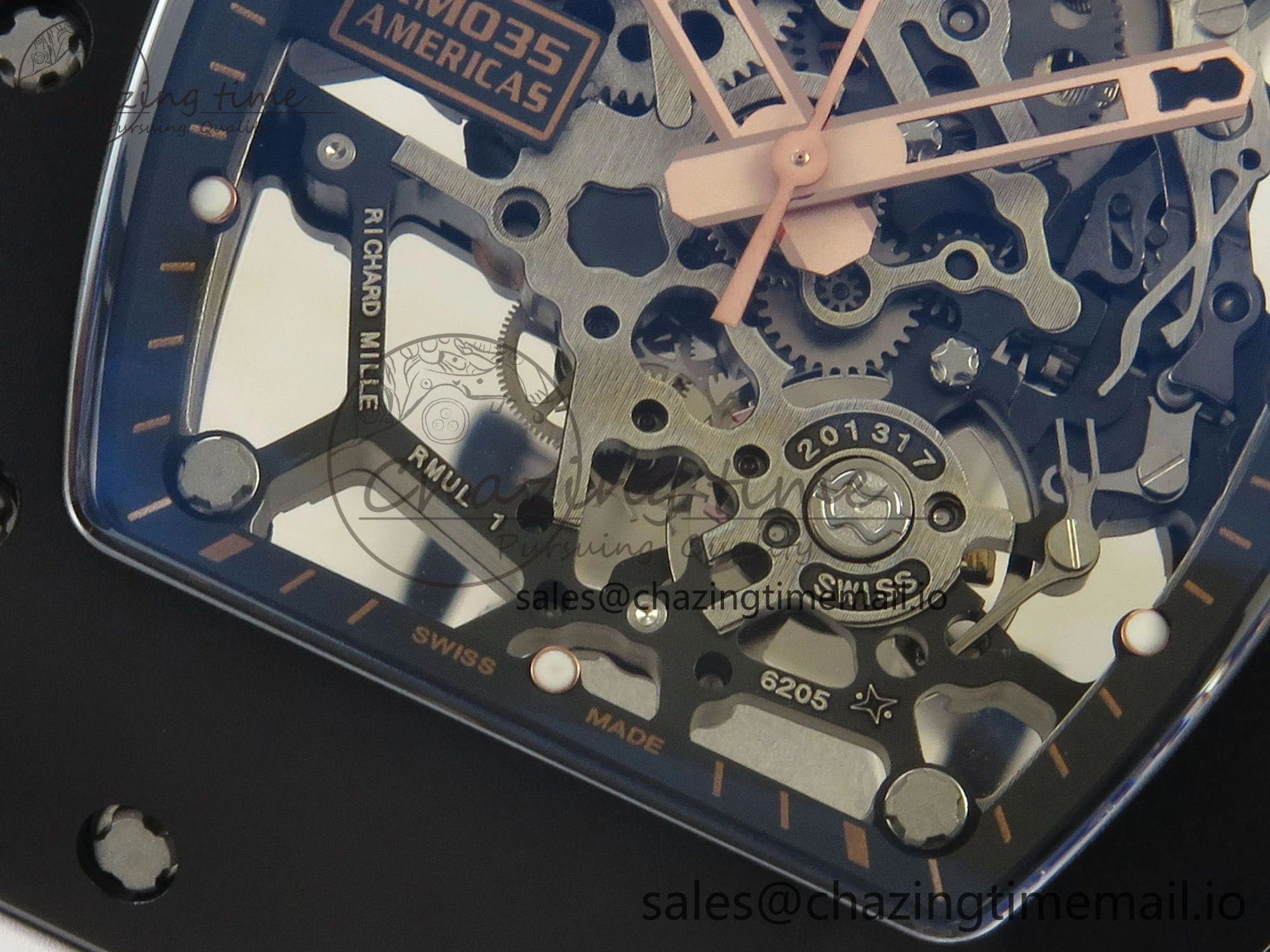 RM035 Americas RG Black Ceramic SONIC Best Edition Skeleton Dial on White Rubber Strap Clone RMUL1