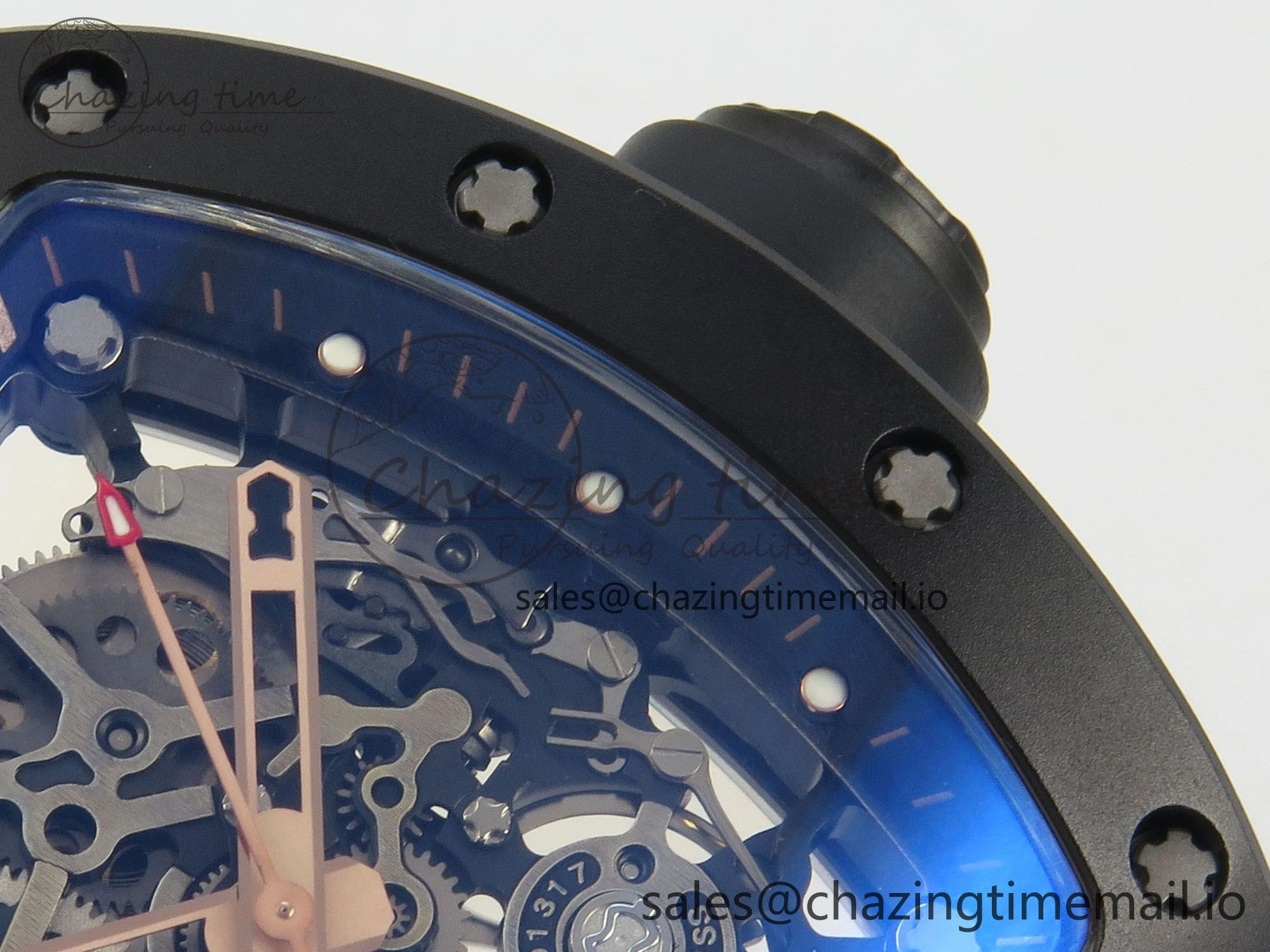 RM035 Americas RG Black Ceramic SONIC Best Edition Skeleton Dial on White Rubber Strap Clone RMUL1