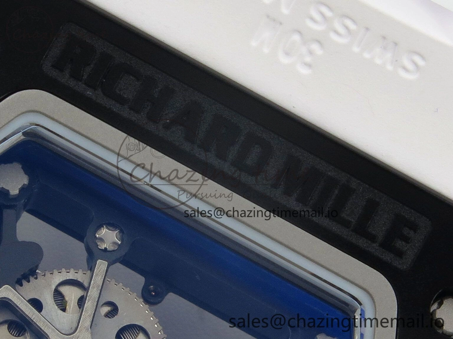 RM035 Americas RG Black Ceramic SONIC Best Edition Skeleton Dial on White Rubber Strap Clone RMUL1
