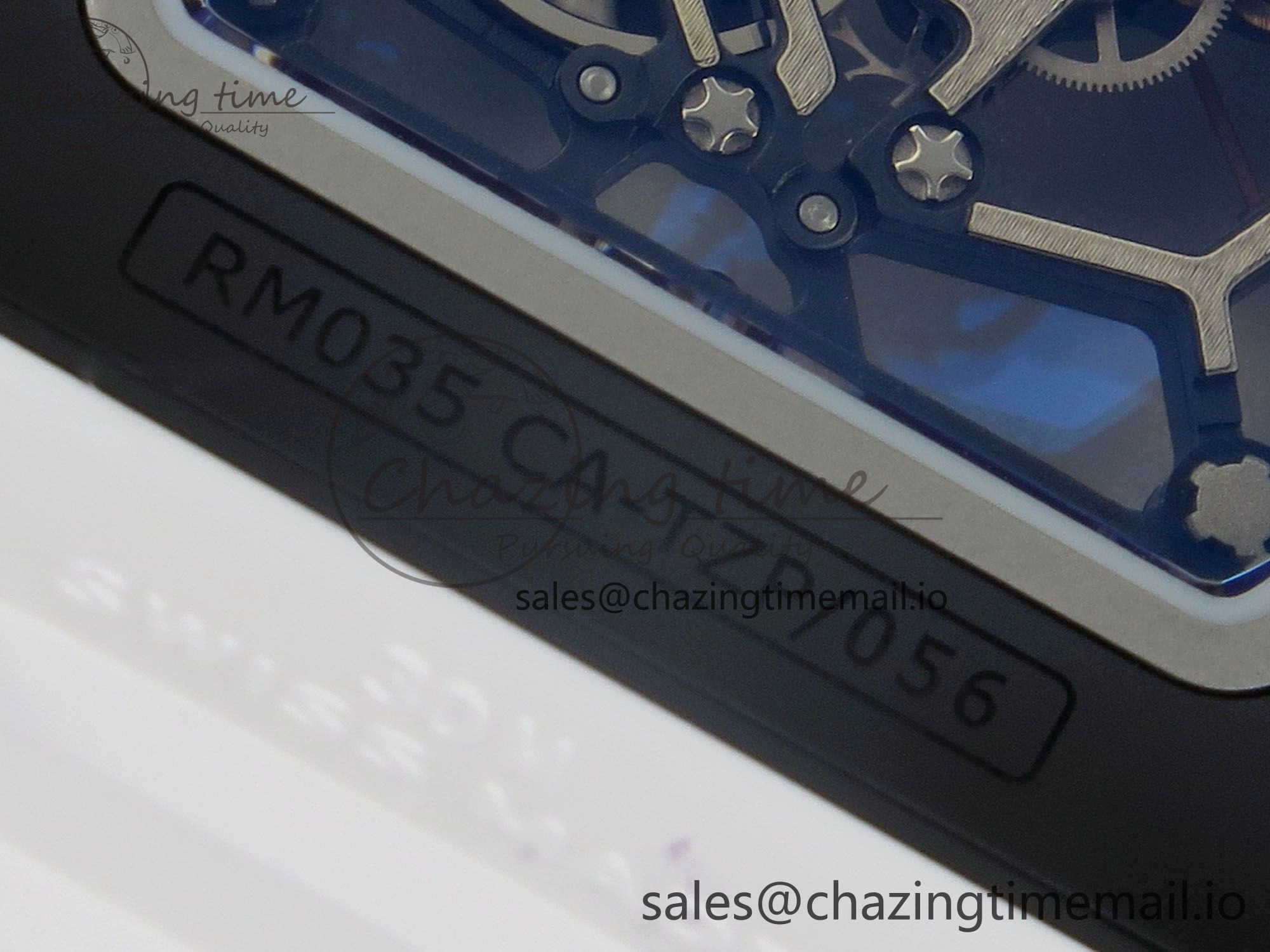 RM035 Americas RG Black Ceramic SONIC Best Edition Skeleton Dial on White Rubber Strap Clone RMUL1