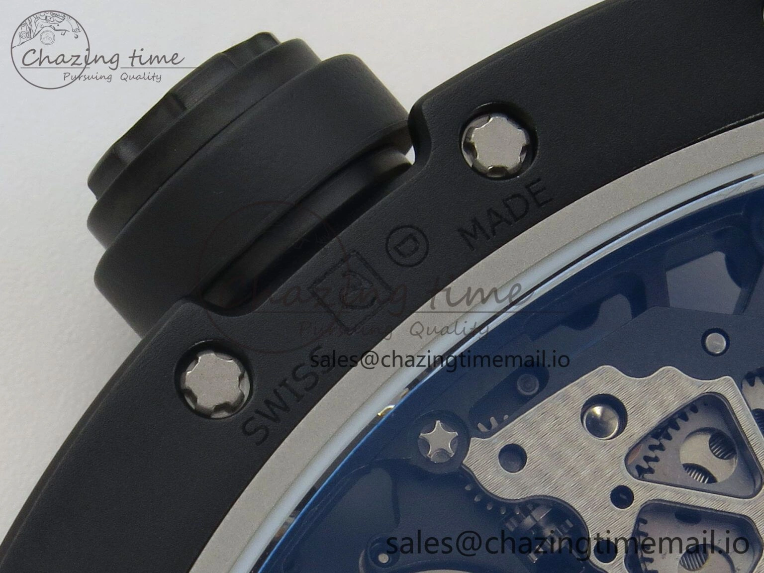 RM035 Americas RG Black Ceramic SONIC Best Edition Skeleton Dial on White Rubber Strap Clone RMUL1