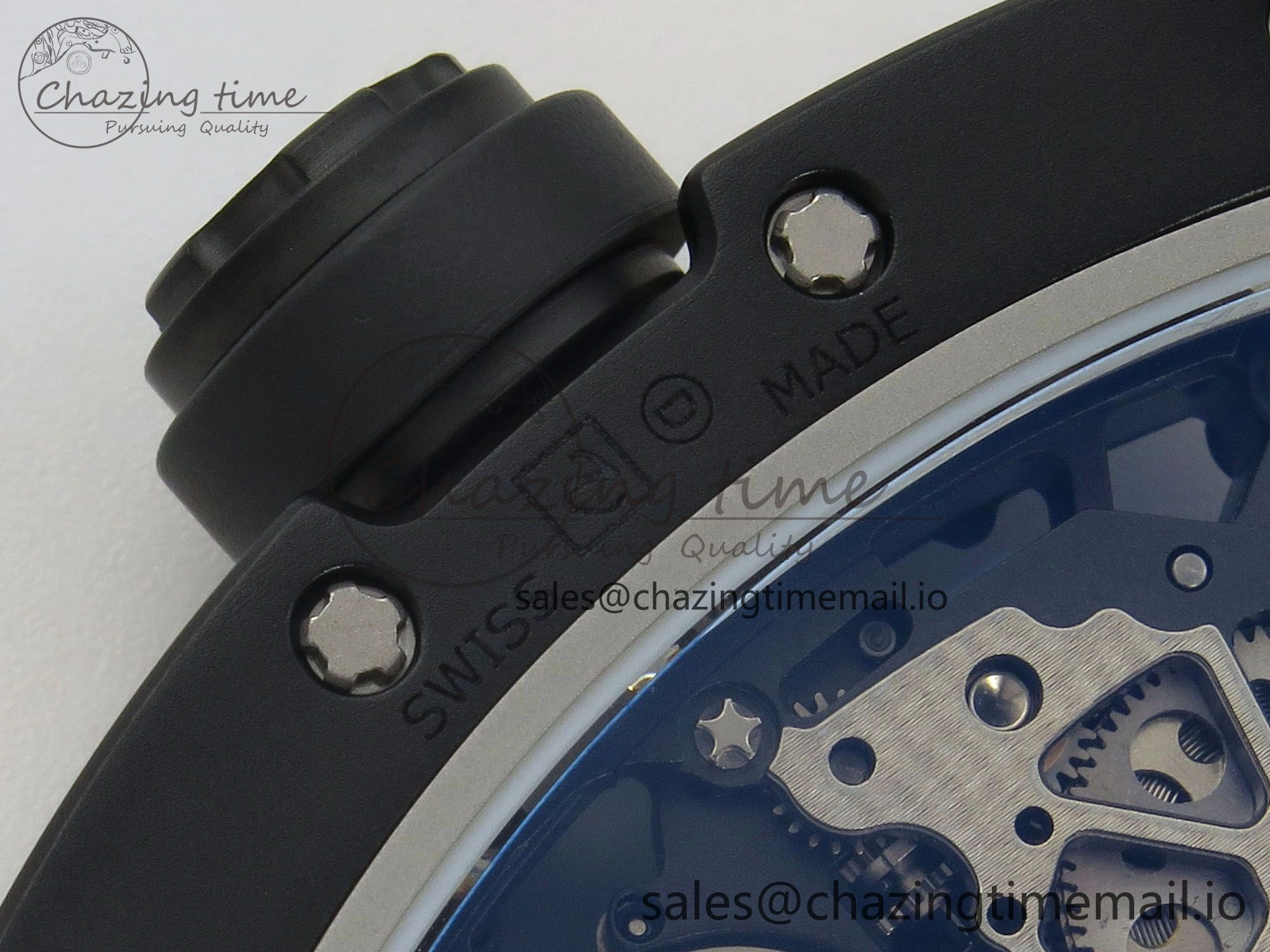 RM035 Americas RG Black Ceramic SONIC Best Edition Skeleton Dial on White Rubber Strap Clone RMUL1