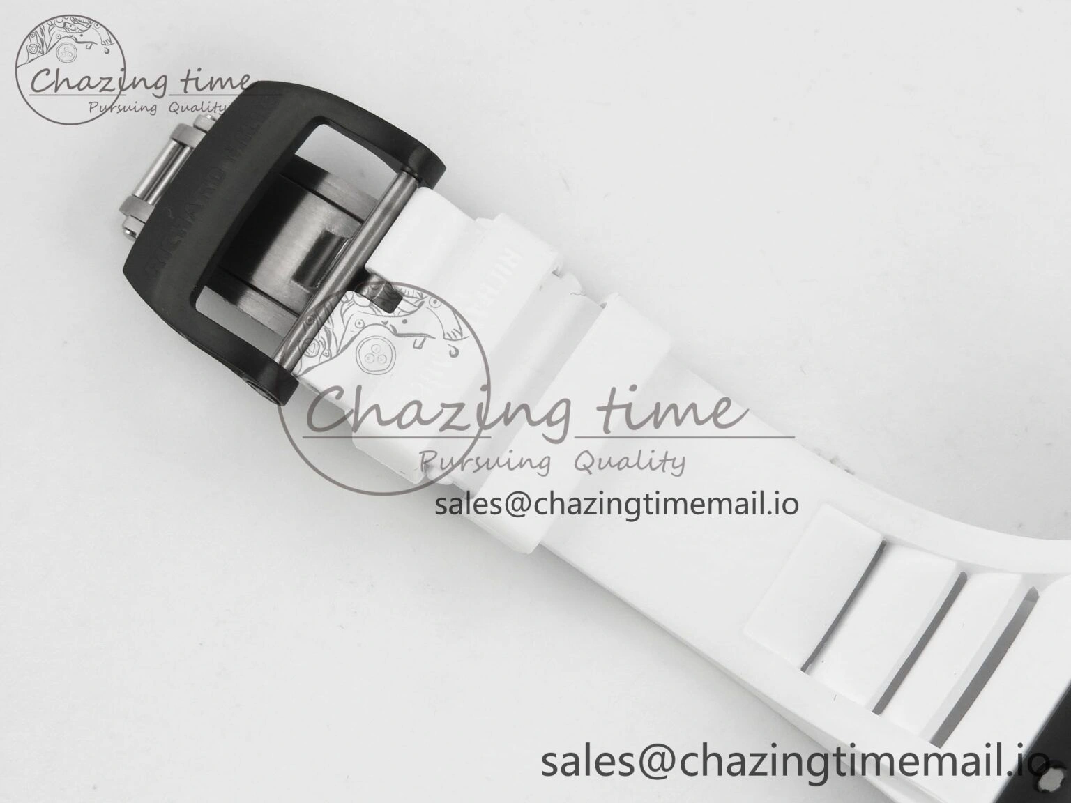 RM035 Americas RG Black Ceramic SONIC Best Edition Skeleton Dial on White Rubber Strap Clone RMUL1