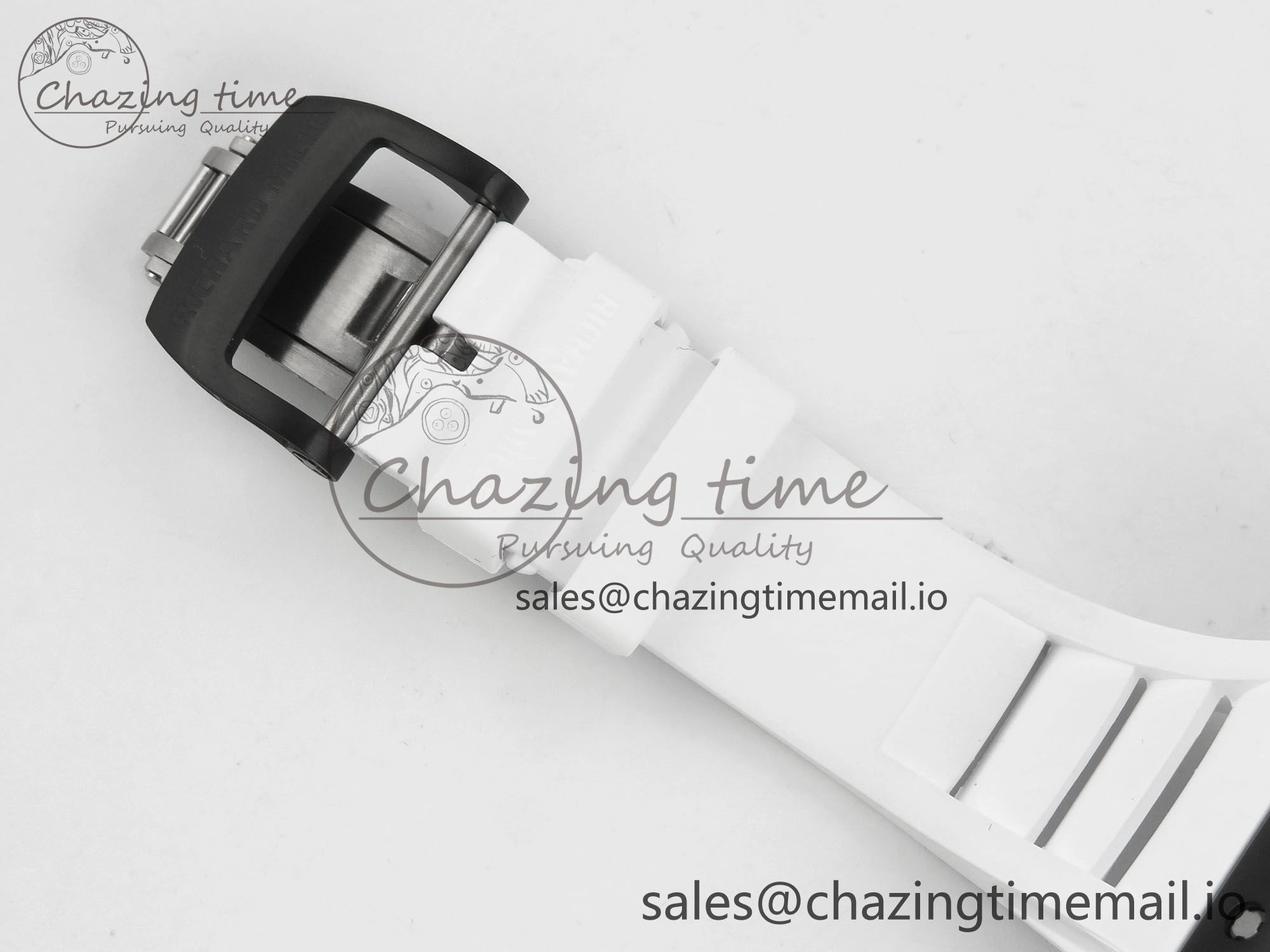 RM035 Americas RG Black Ceramic SONIC Best Edition Skeleton Dial on White Rubber Strap Clone RMUL1