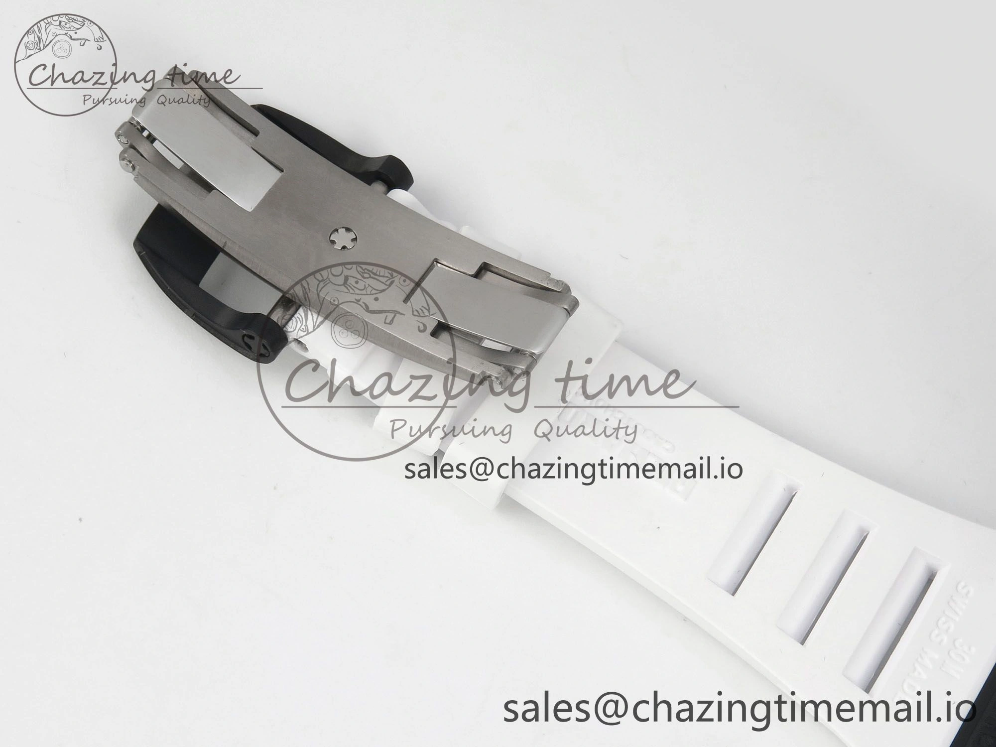 RM035 Americas RG Black Ceramic SONIC Best Edition Skeleton Dial on White Rubber Strap Clone RMUL1
