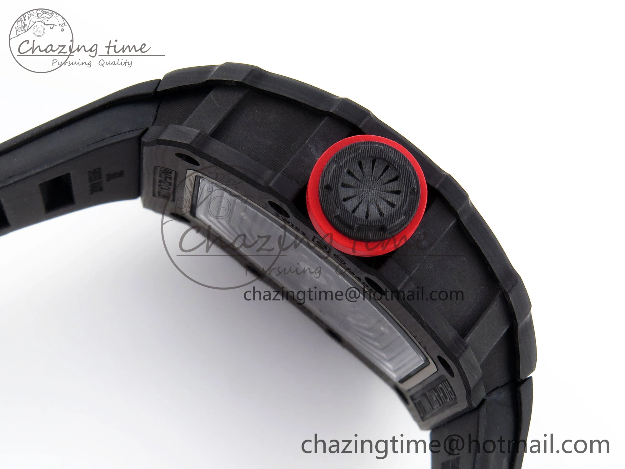 RM035 BLACK CARBON SONIC BEST EDITION SKELETON DIAL ON BLACK RUBBER STRAP CLONE RMUL2
