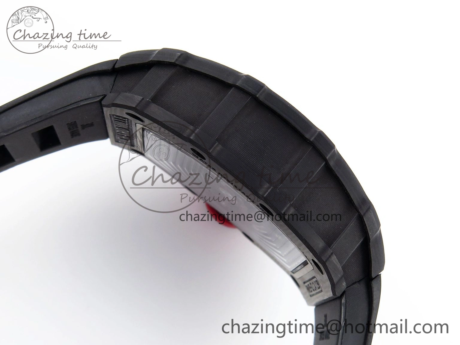 RM035 BLACK CARBON SONIC BEST EDITION SKELETON DIAL ON BLACK RUBBER STRAP CLONE RMUL2