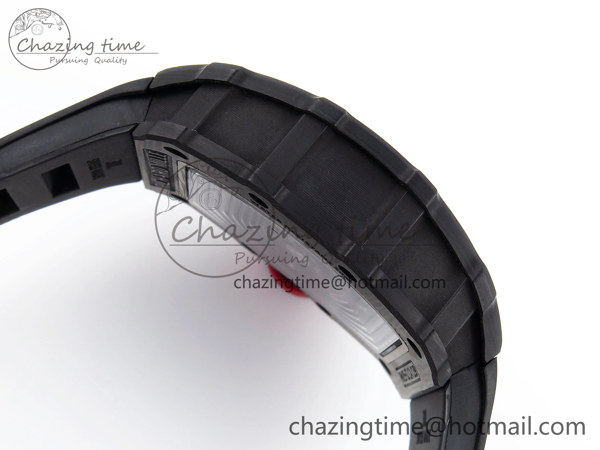 RM035 BLACK CARBON SONIC BEST EDITION SKELETON DIAL ON BLACK RUBBER STRAP CLONE RMUL2