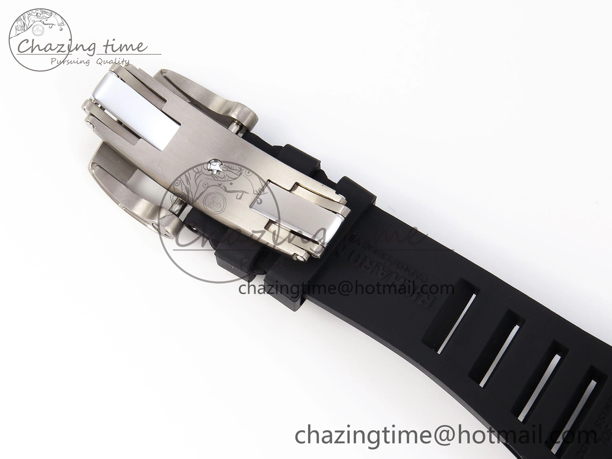 RM035 BLACK CARBON SONIC BEST EDITION SKELETON DIAL ON BLACK RUBBER STRAP CLONE RMUL2