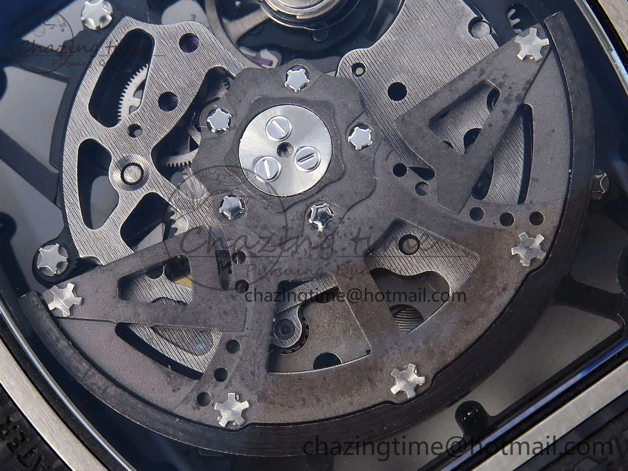 RM035 BLACK CARBON SONIC BEST EDITION SKELETON DIAL ON BLACK RUBBER STRAP CLONE RMUL2