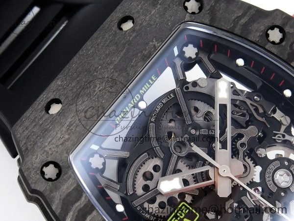 RM035 Black Carbon SONIC Best Edition Skeleton Dial on Black Rubber Strap Clone RMUL2