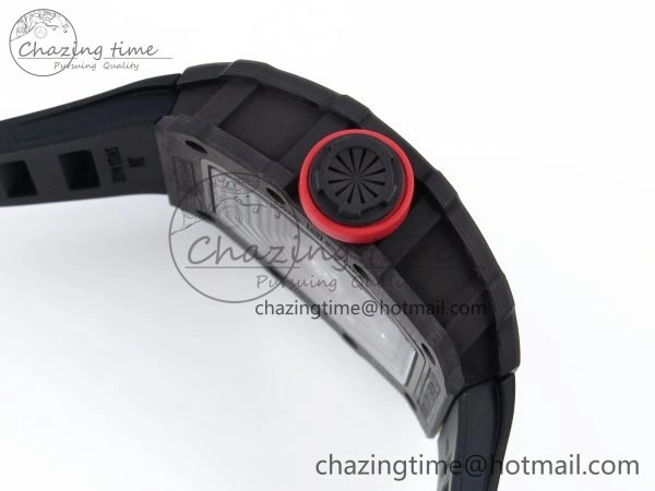 RM035 Black Carbon SONIC Best Edition Skeleton Dial on Black Rubber Strap Clone RMUL2