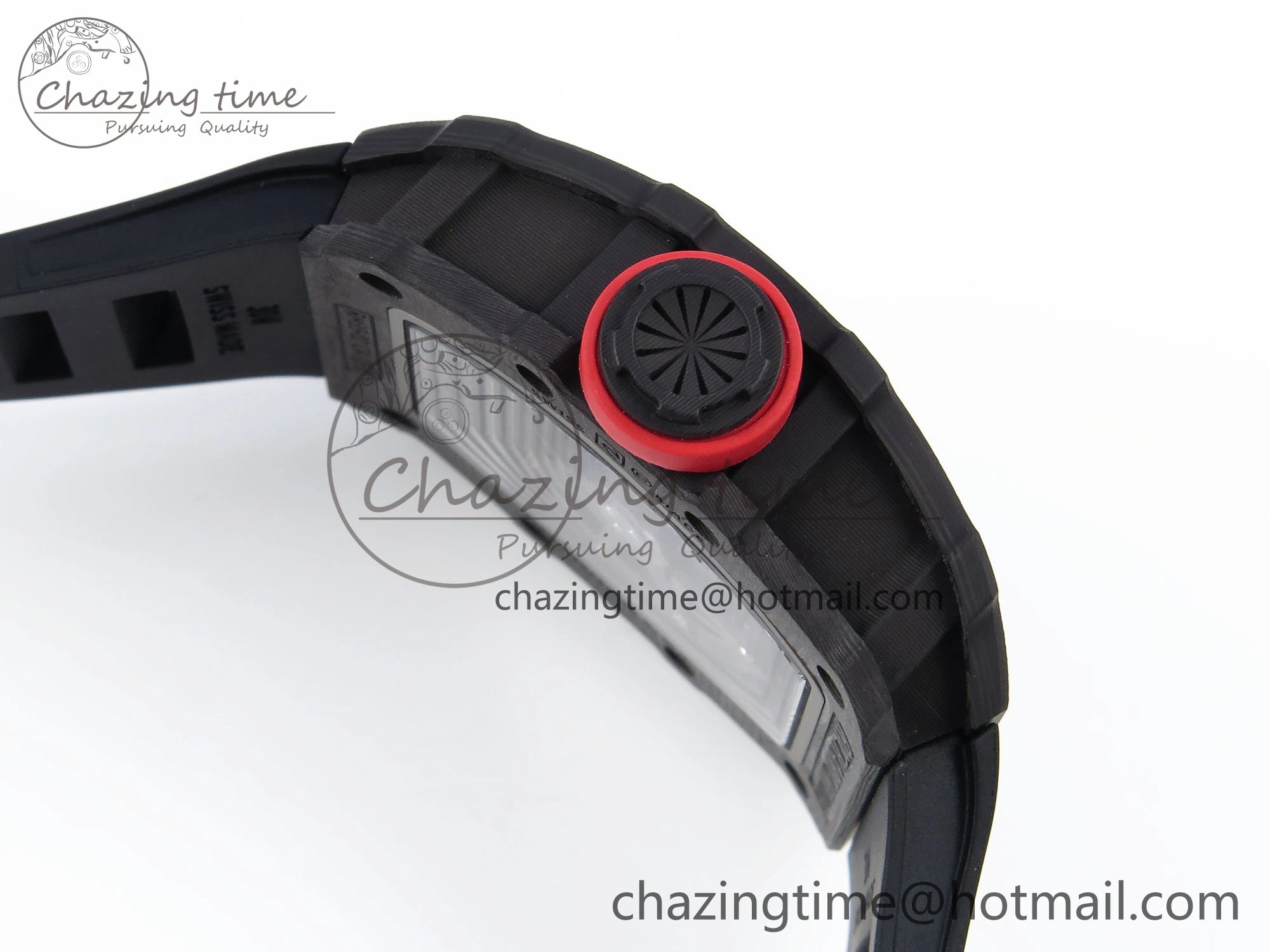 RM035 Black Carbon SONIC Best Edition Skeleton Dial on Black Rubber Strap Clone RMUL2
