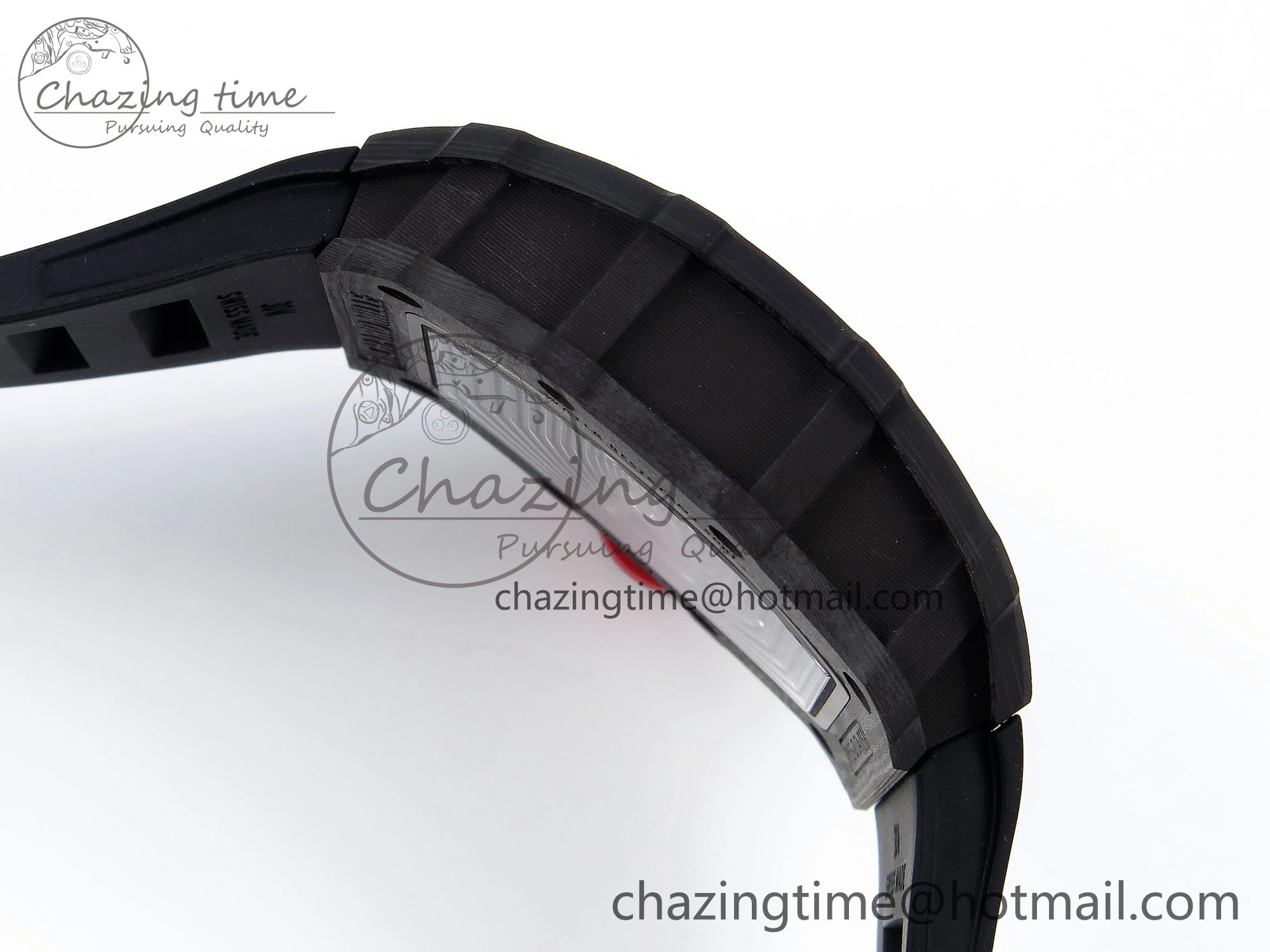 RM035 Black Carbon SONIC Best Edition Skeleton Dial on Black Rubber Strap Clone RMUL2