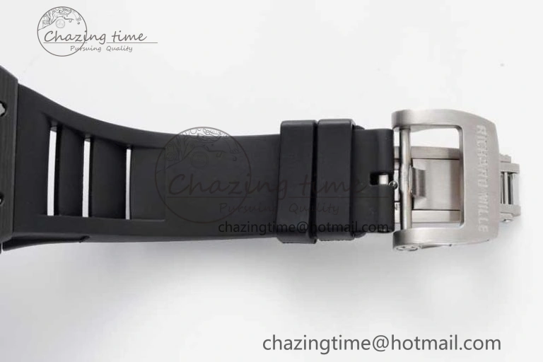 RM035 Black Carbon SONIC Best Edition Skeleton Dial on Black Rubber Strap Clone RMUL2
