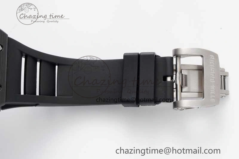 RM035 Black Carbon SONIC Best Edition Skeleton Dial on Black Rubber Strap Clone RMUL2